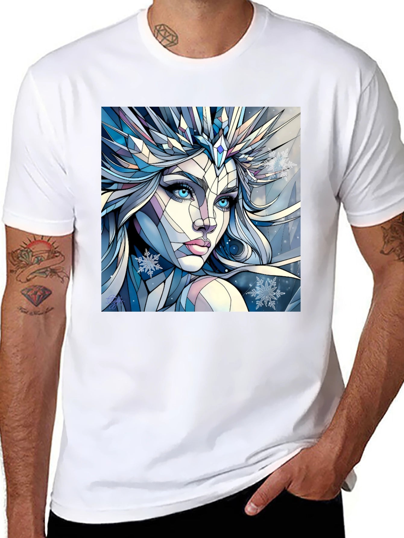 Geometric Ice Queen Graphic Tee - Black