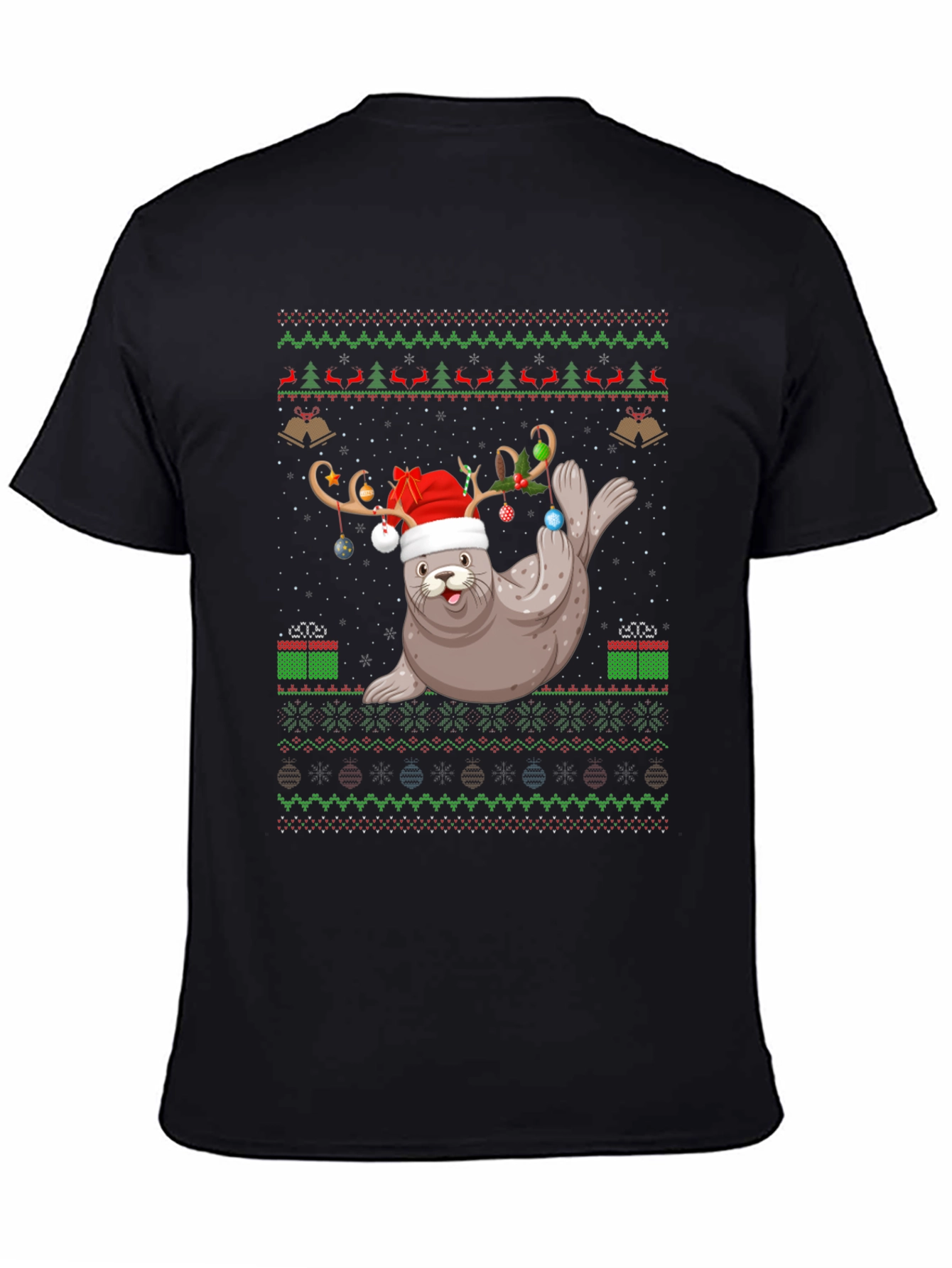 Festive Seal Christmas Sweater Tee