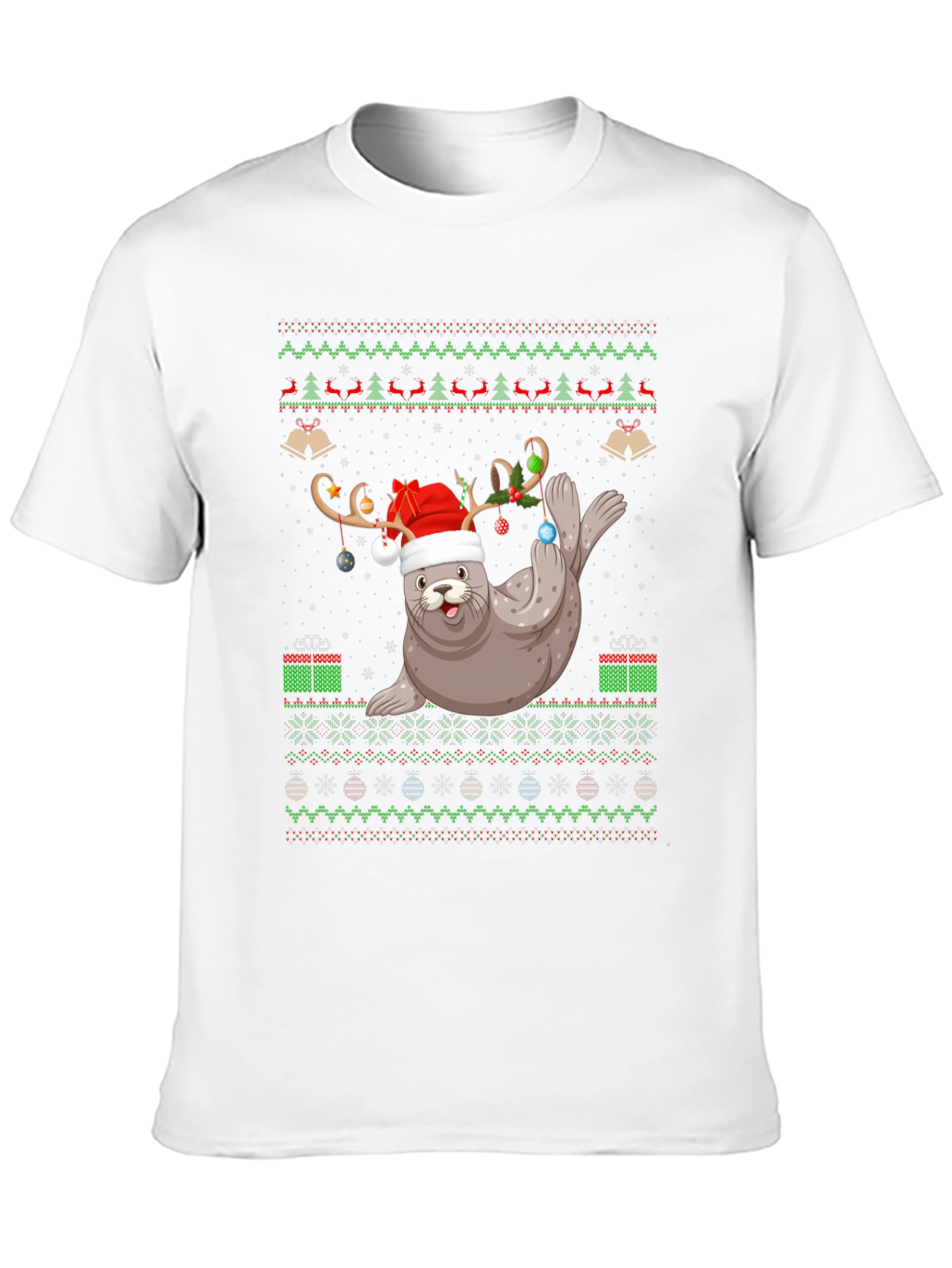 Festive Seal Christmas Sweater Tee