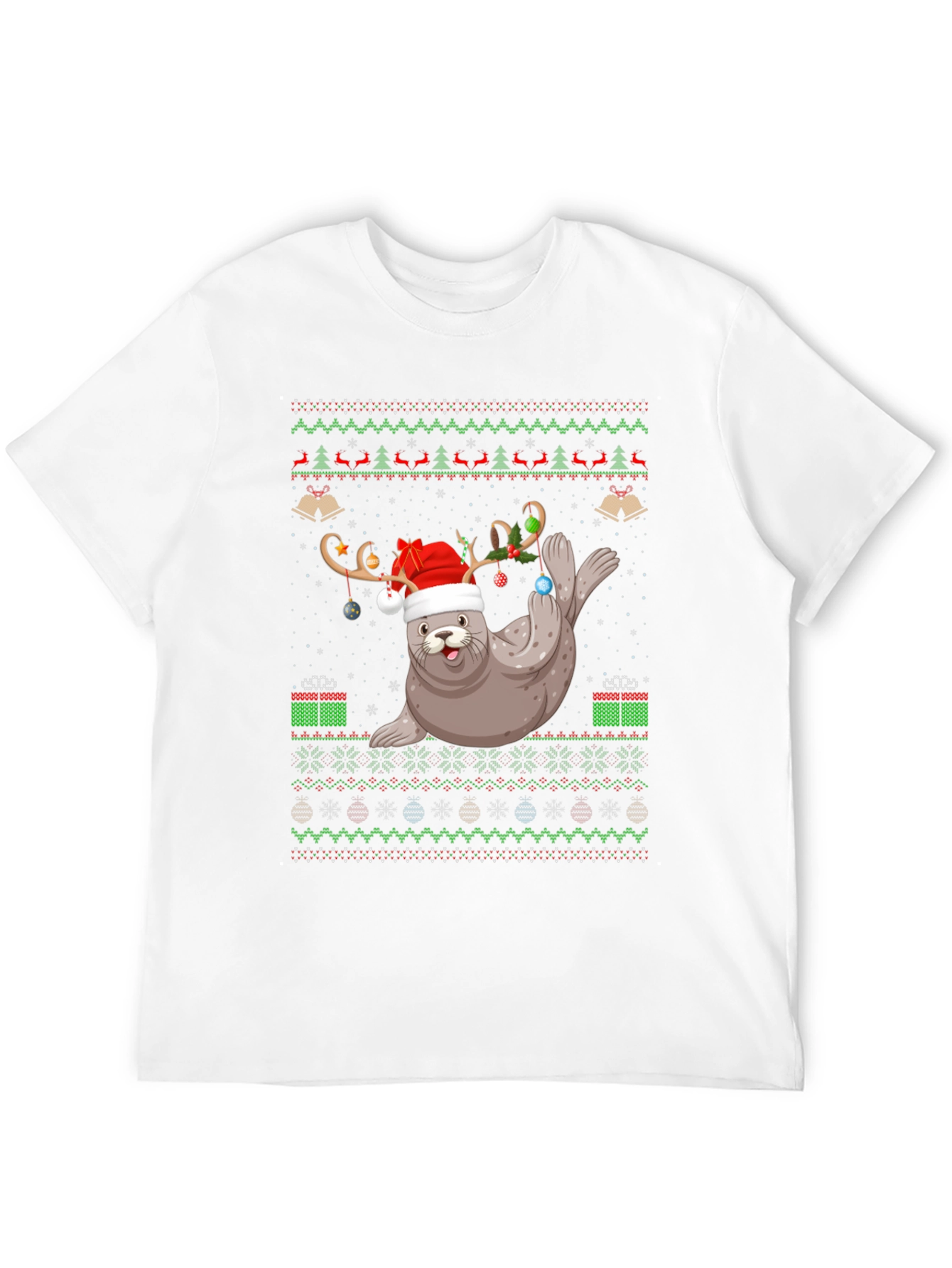 Festive Seal Christmas Sweater Tee