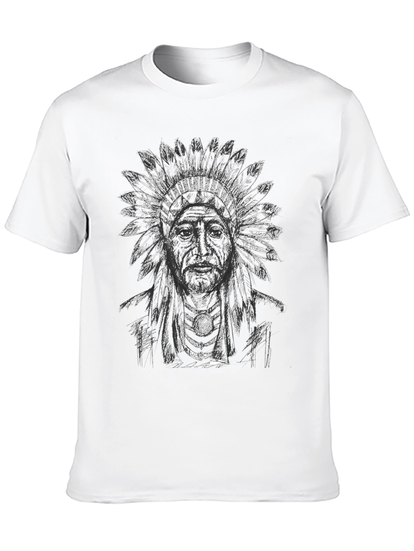 Native American Chief Graphic T-Shirt - Black Cotton Tee