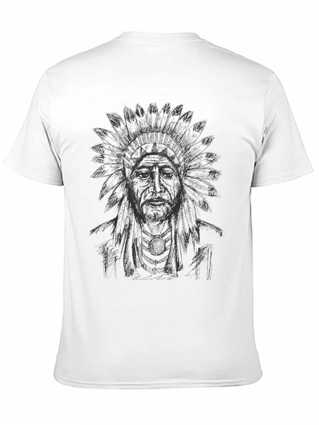 Native American Chief Graphic T-Shirt - Black Cotton Tee