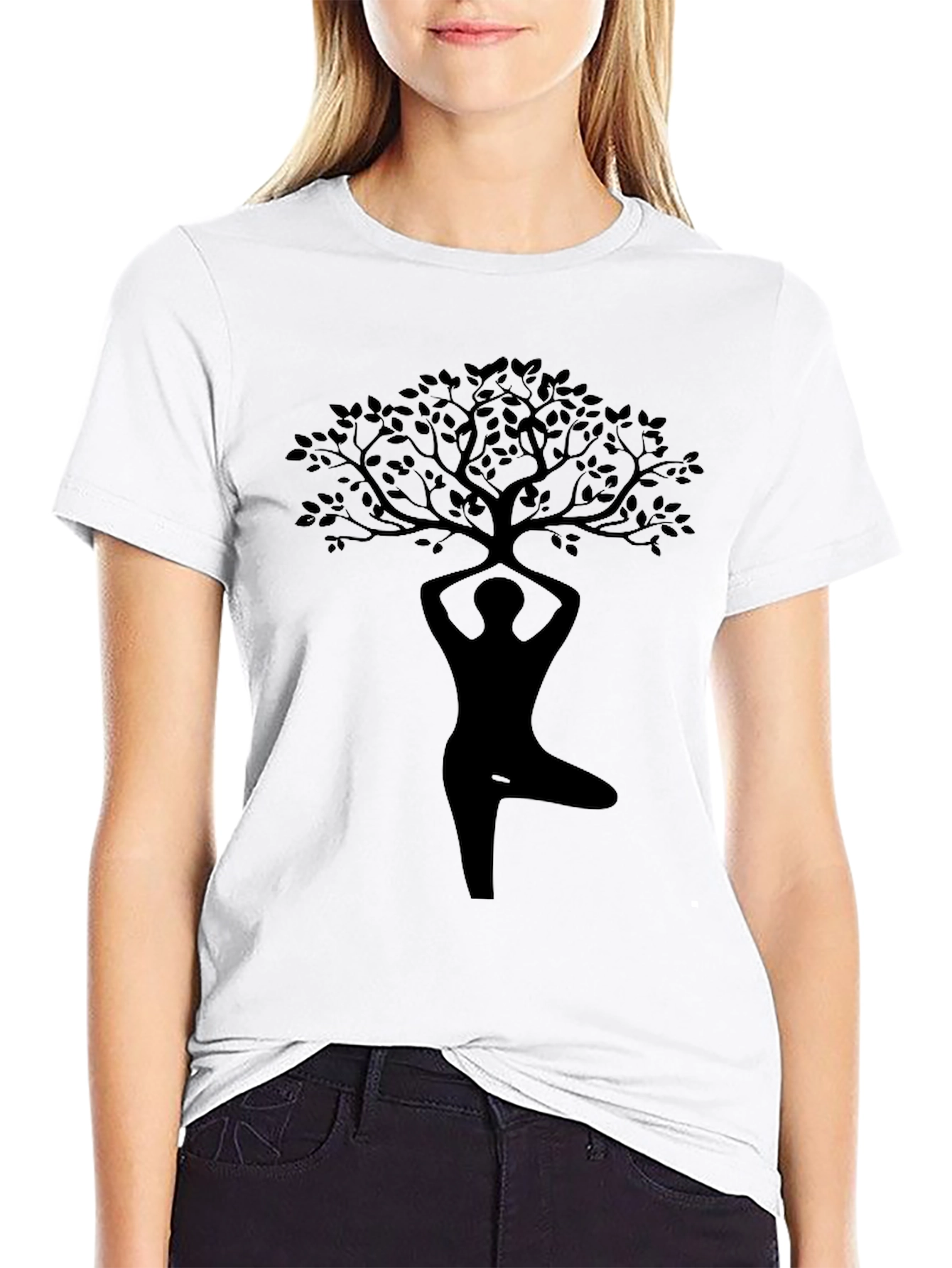 Yoga Tree Pose Graphic T-Shirt - Black