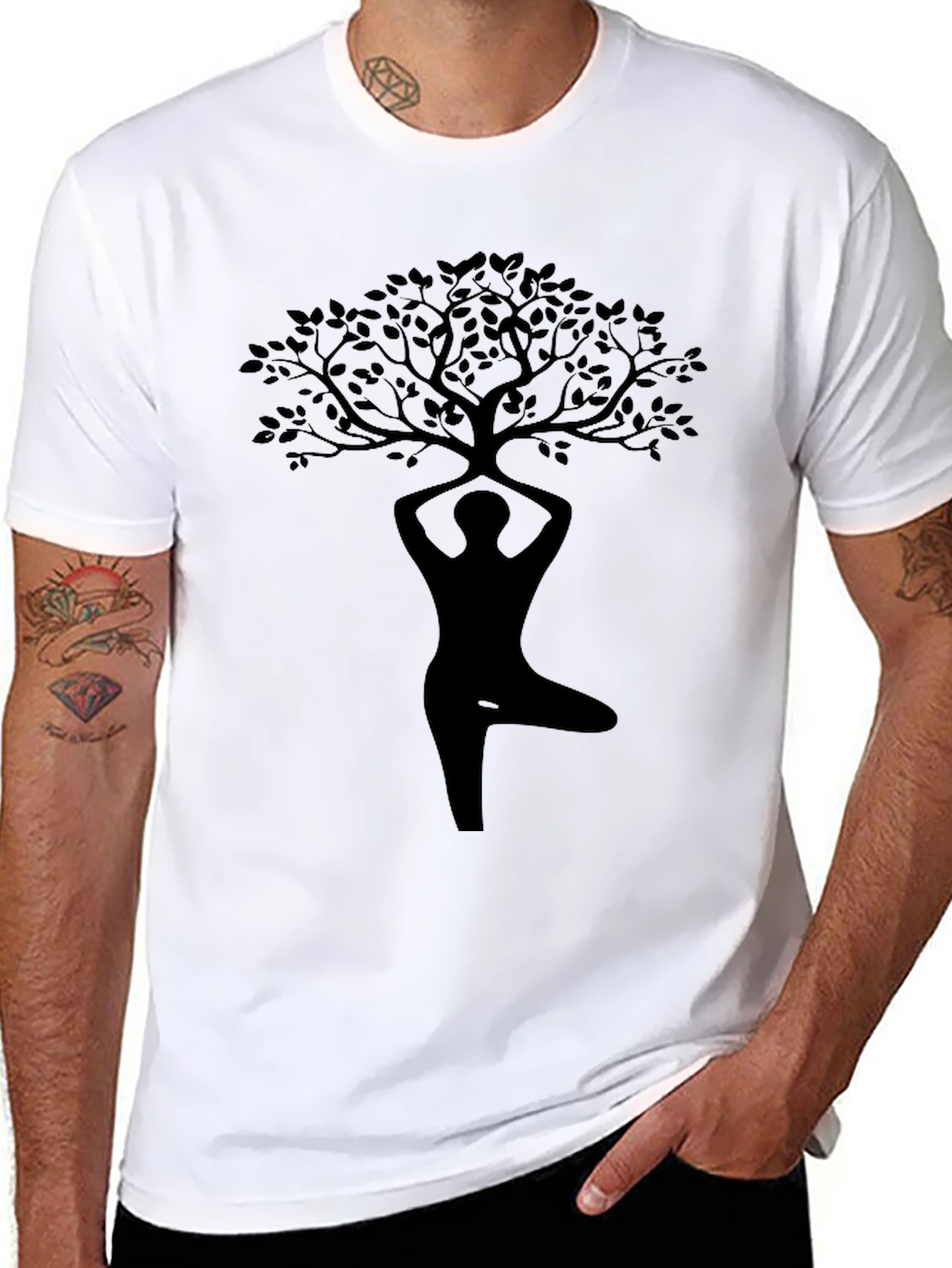 Yoga Tree Pose Graphic T-Shirt - Black