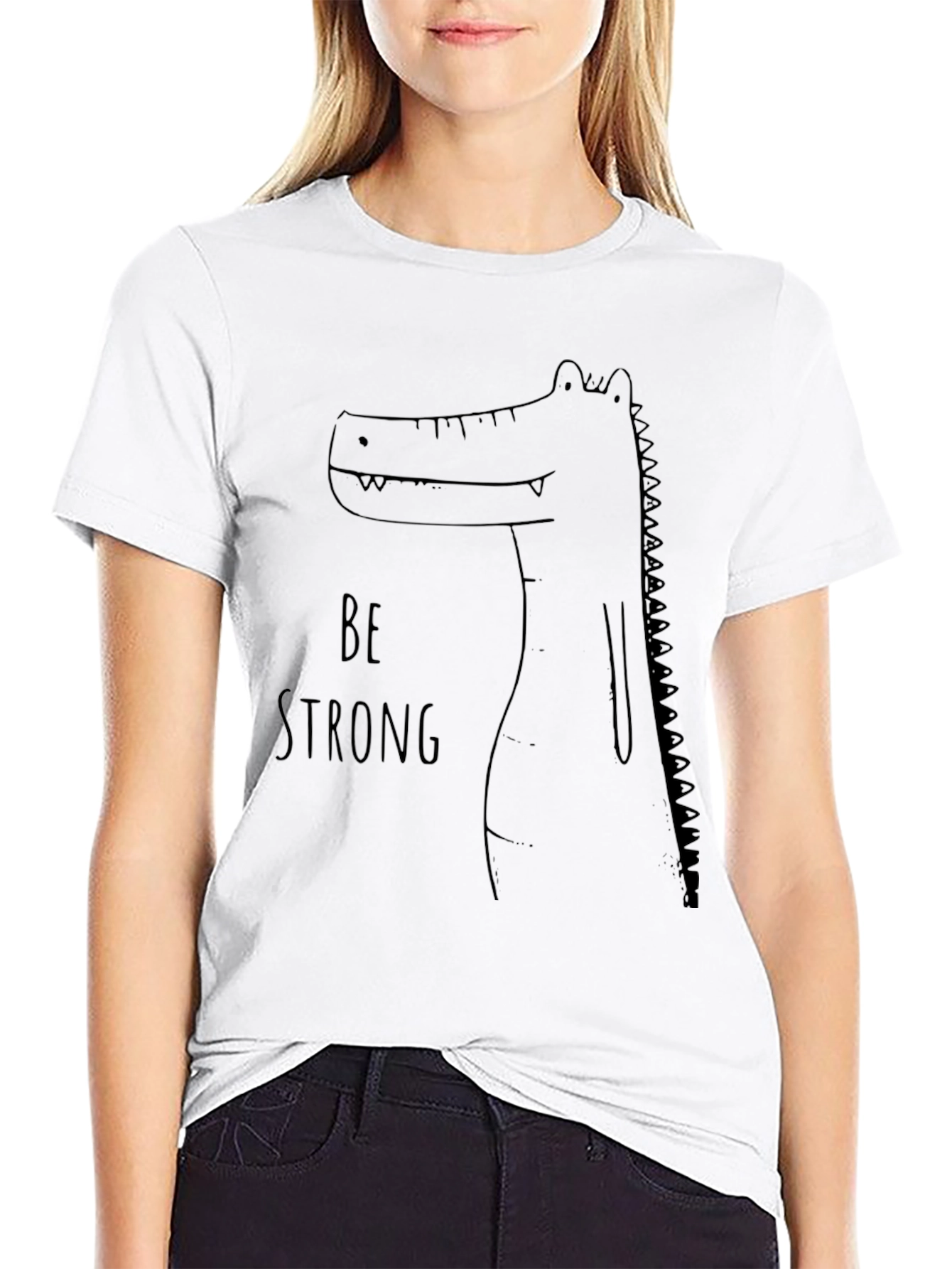 Be Strong Crocodile Graphic Tee - Mens Black T-Shirt