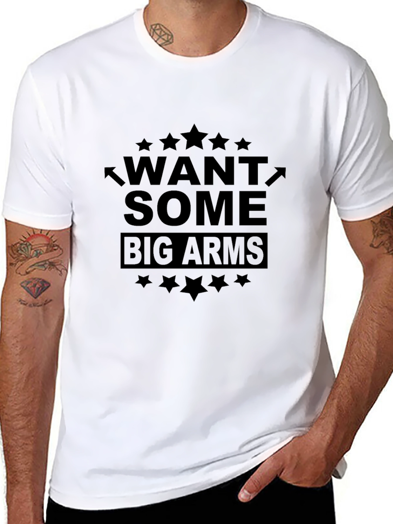 Want Some Big Arms Black Graphic T-Shirt