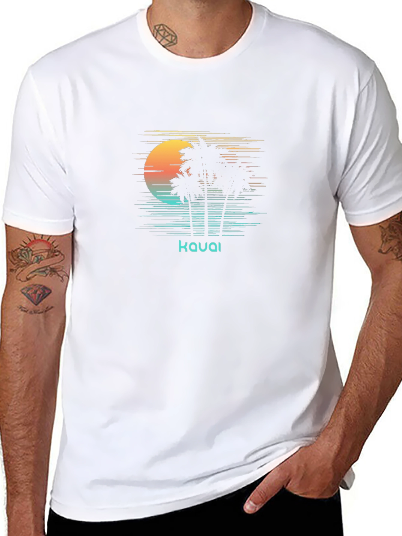 Kauai Retro Palm Sunset Graphic T-Shirt