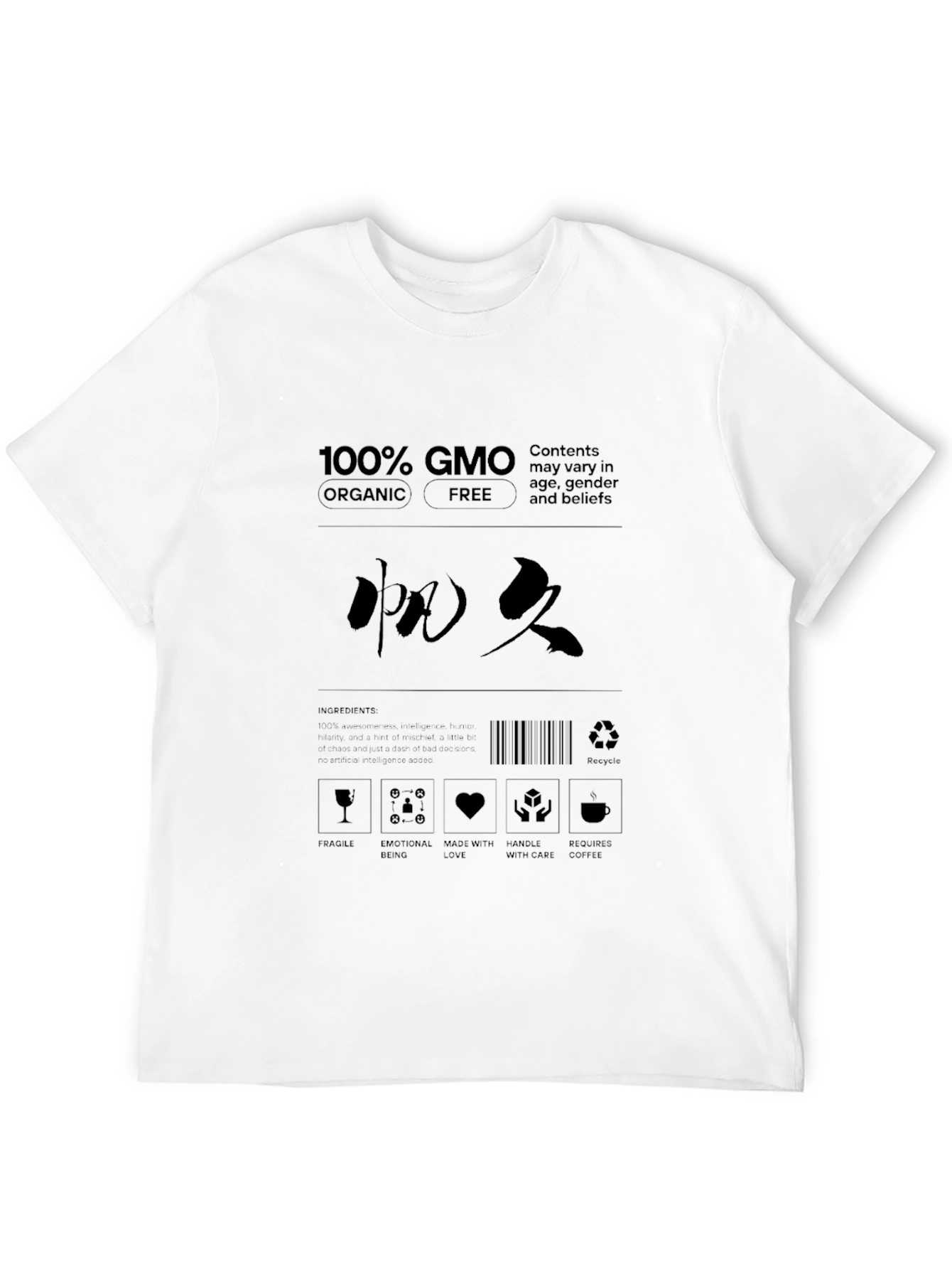 Novelty T-Shirt with Humorous Label Design