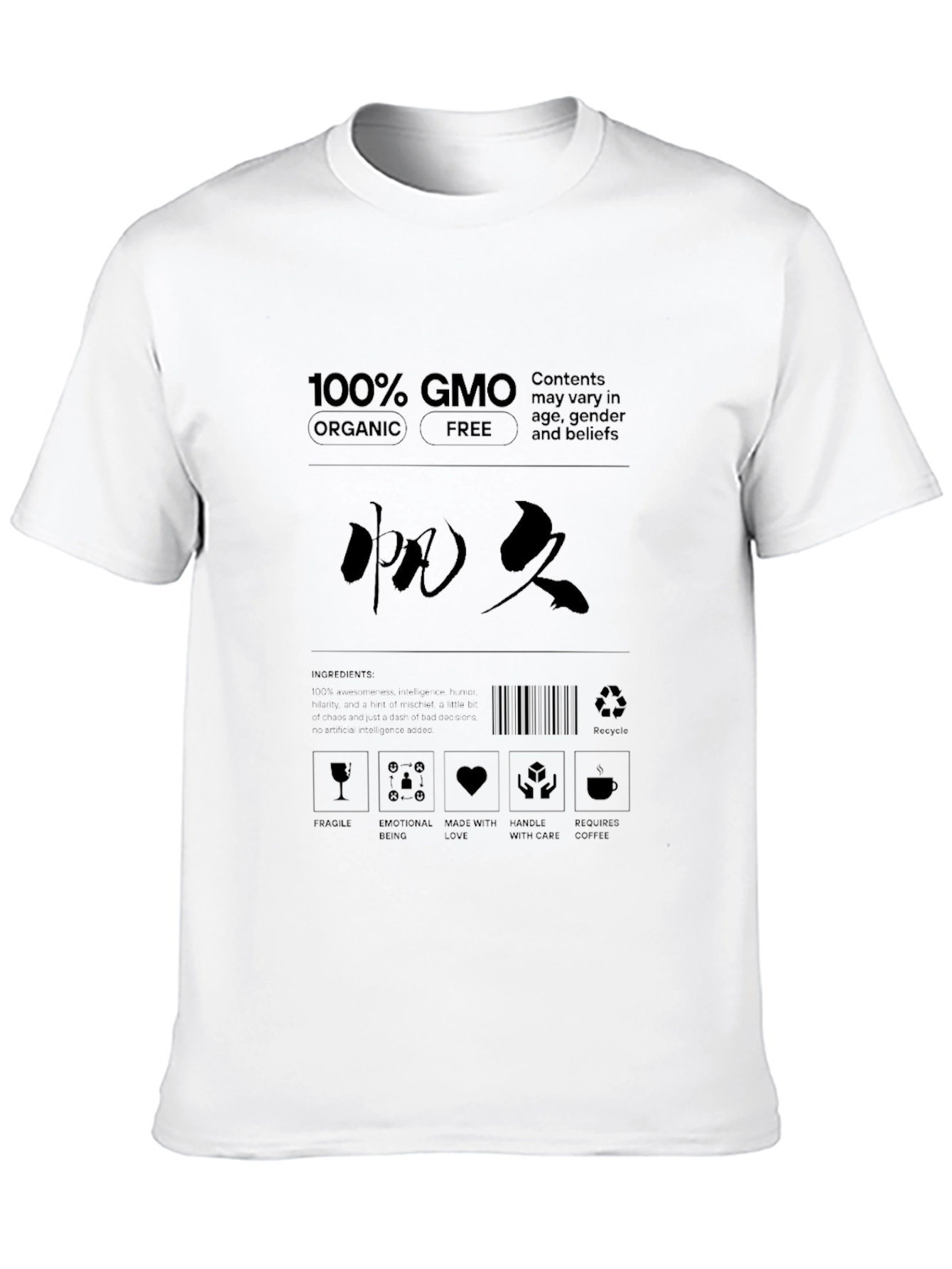 Novelty T-Shirt with Humorous Label Design