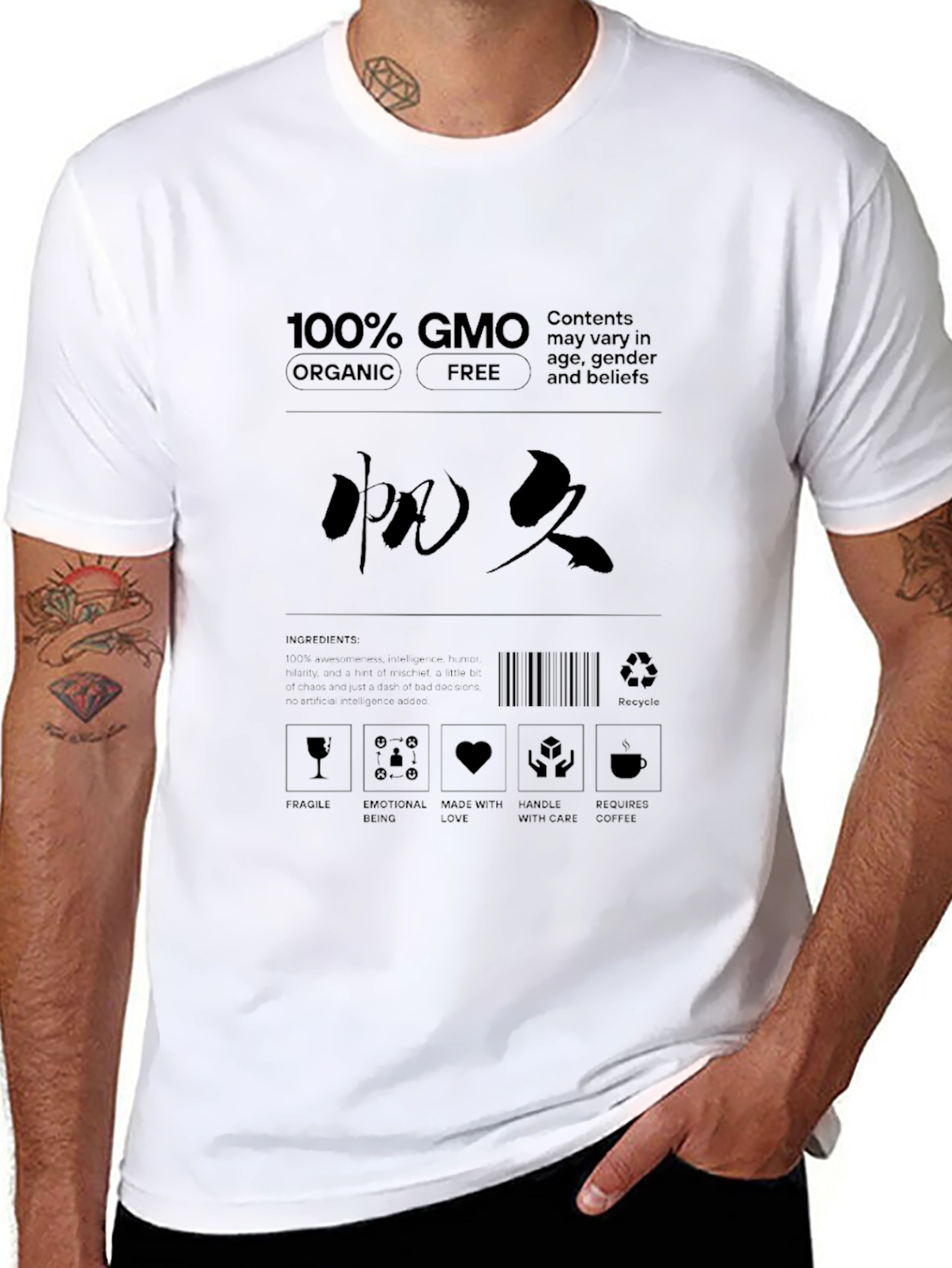 Novelty T-Shirt with Humorous Label Design