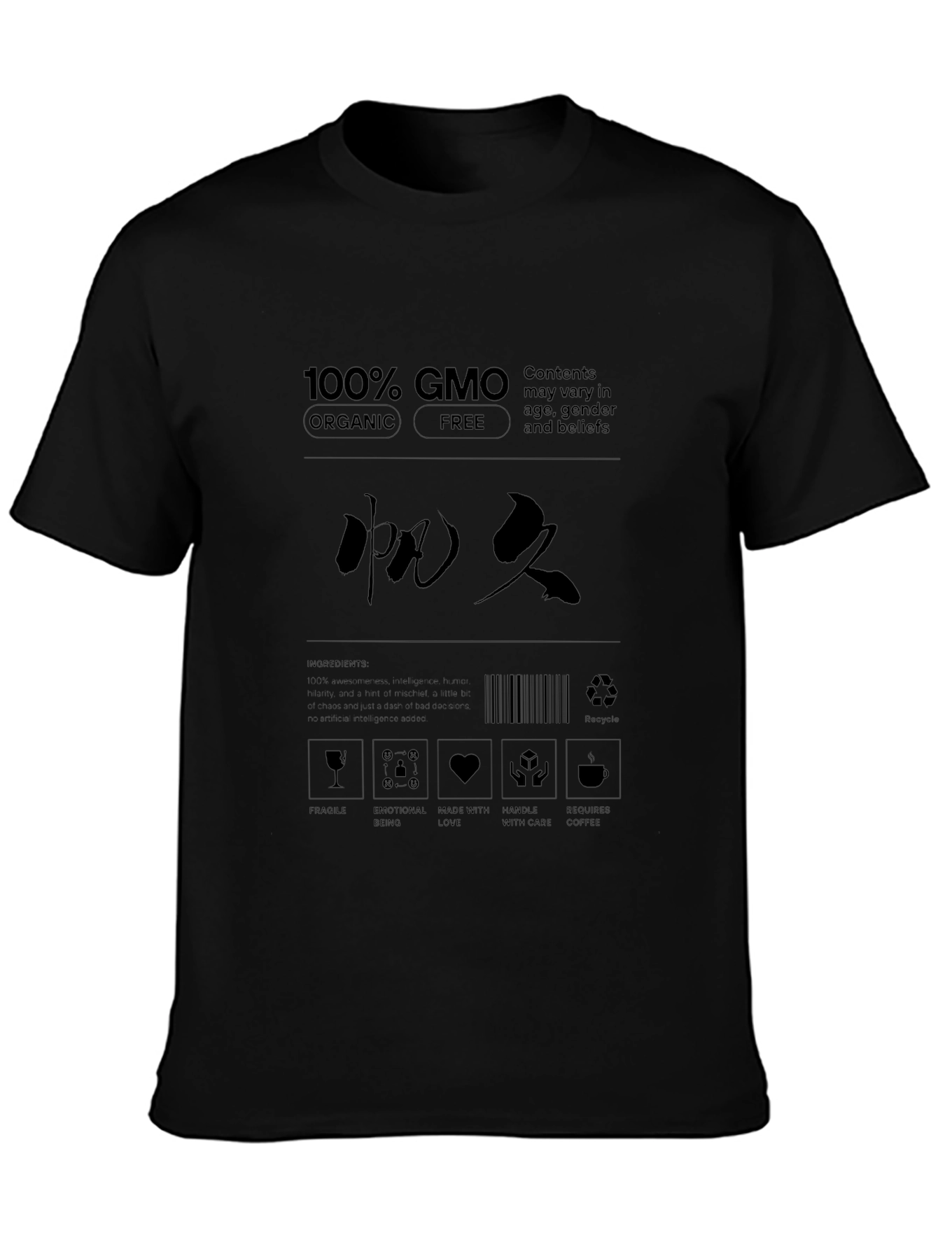 Novelty T-Shirt with Humorous Label Design