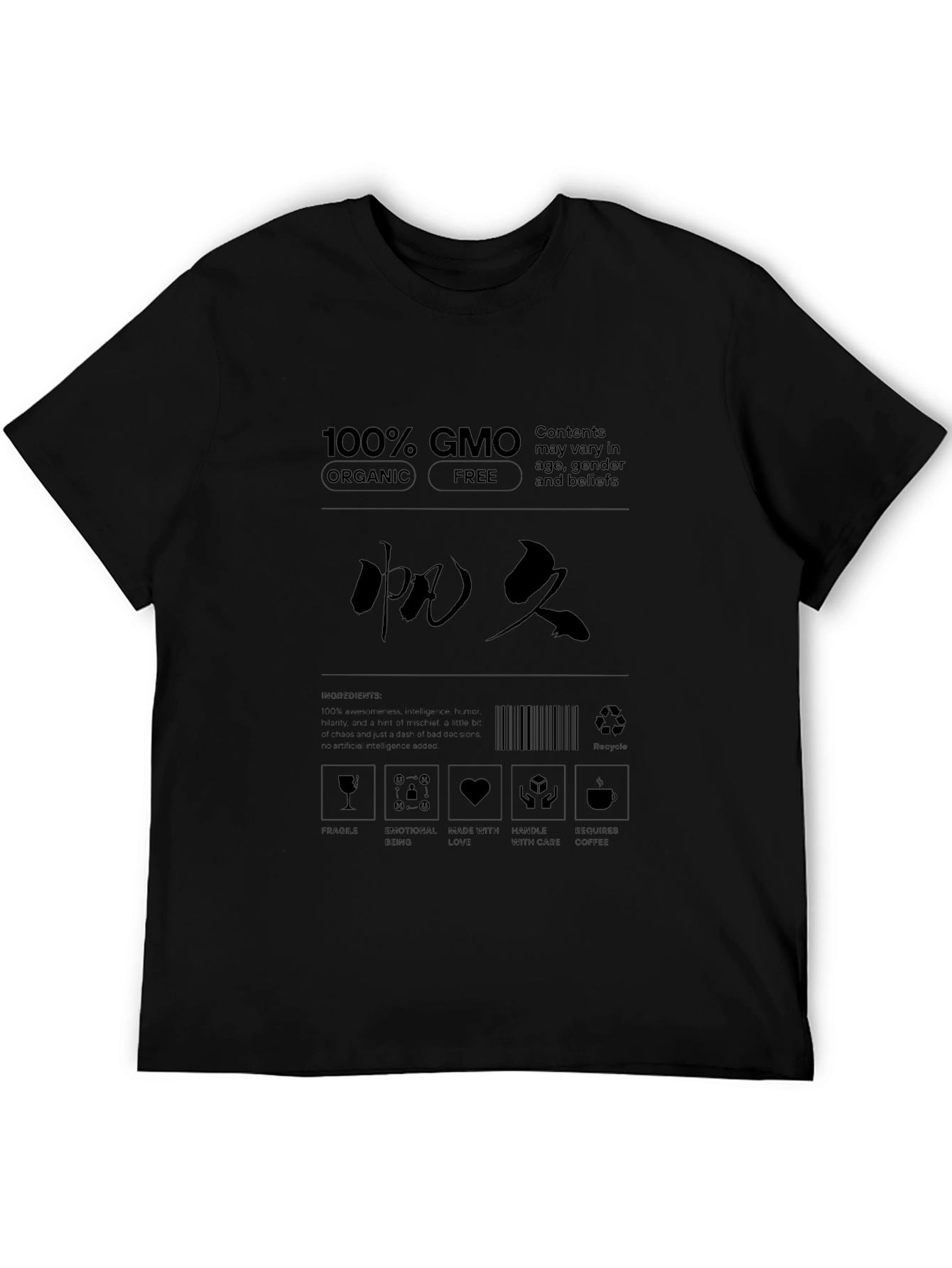 Novelty T-Shirt with Humorous Label Design