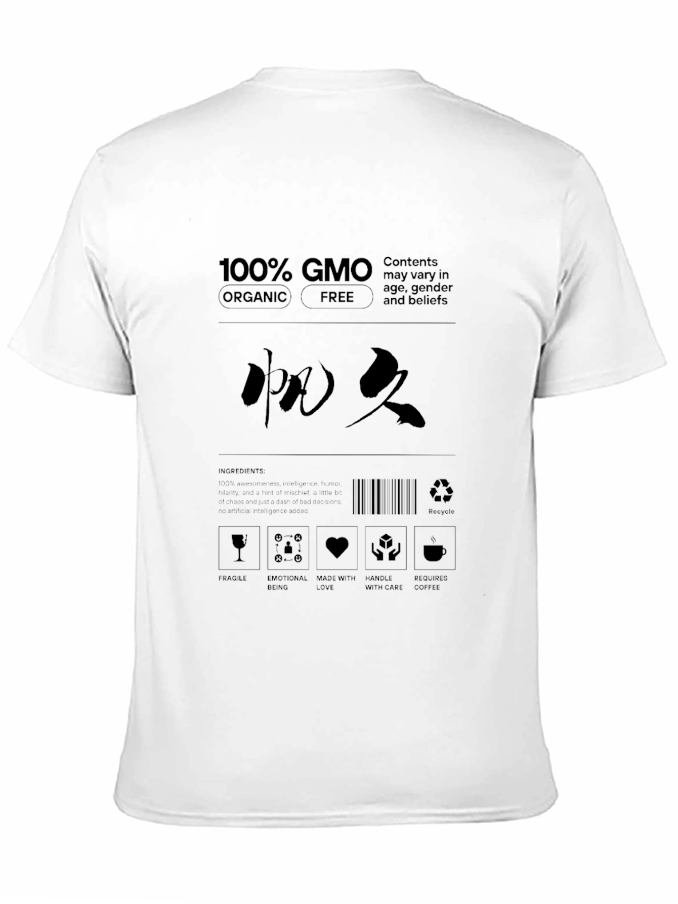 Novelty T-Shirt with Humorous Label Design