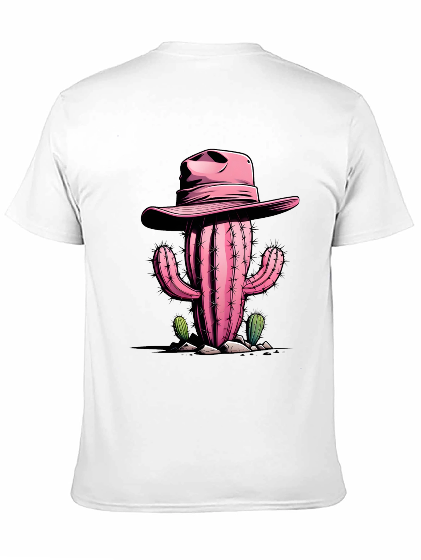 Pink Cactus Cowboy Graphic Tee - Western Style Shirt