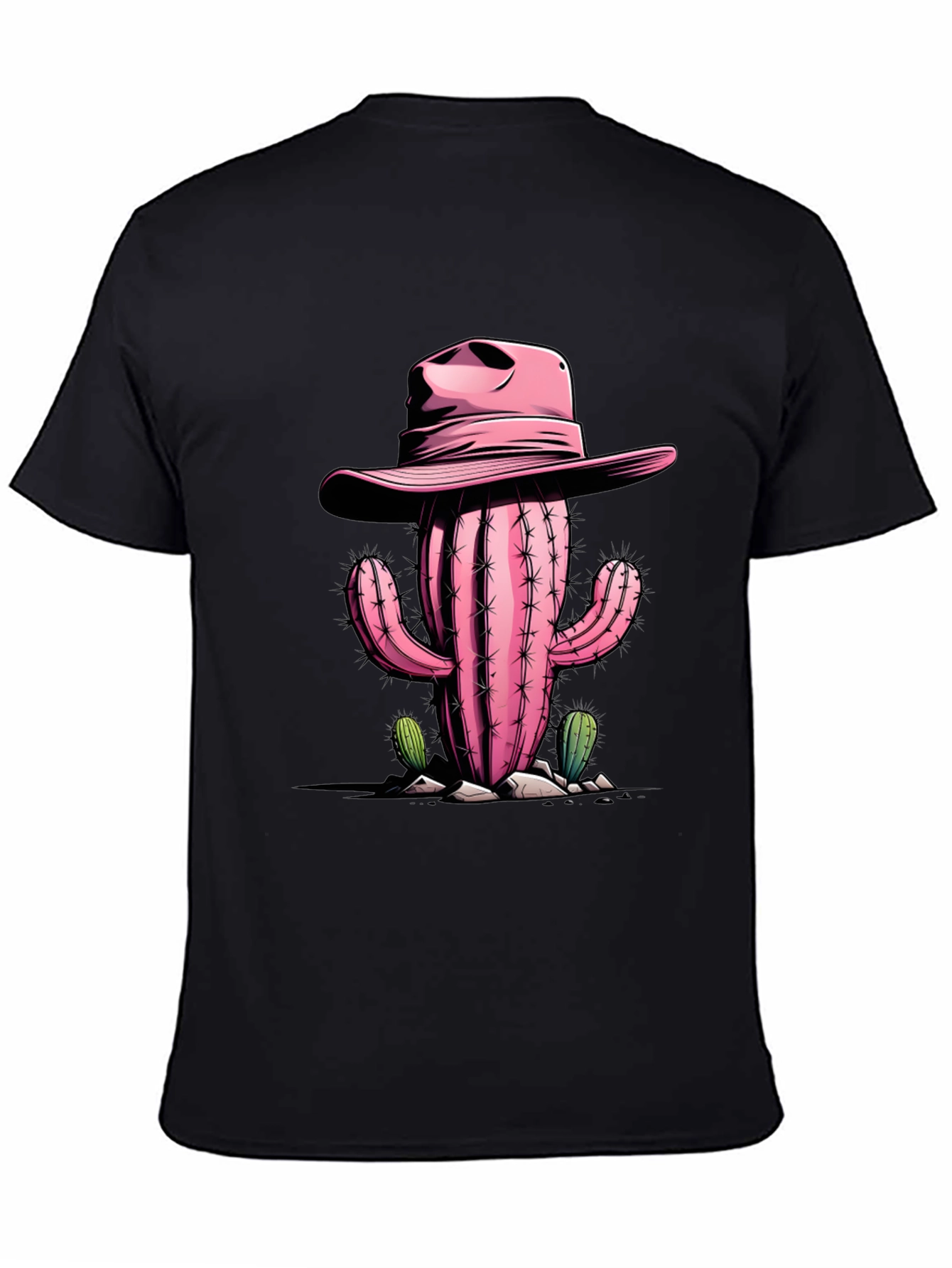 Pink Cactus Cowboy Graphic Tee - Western Style Shirt