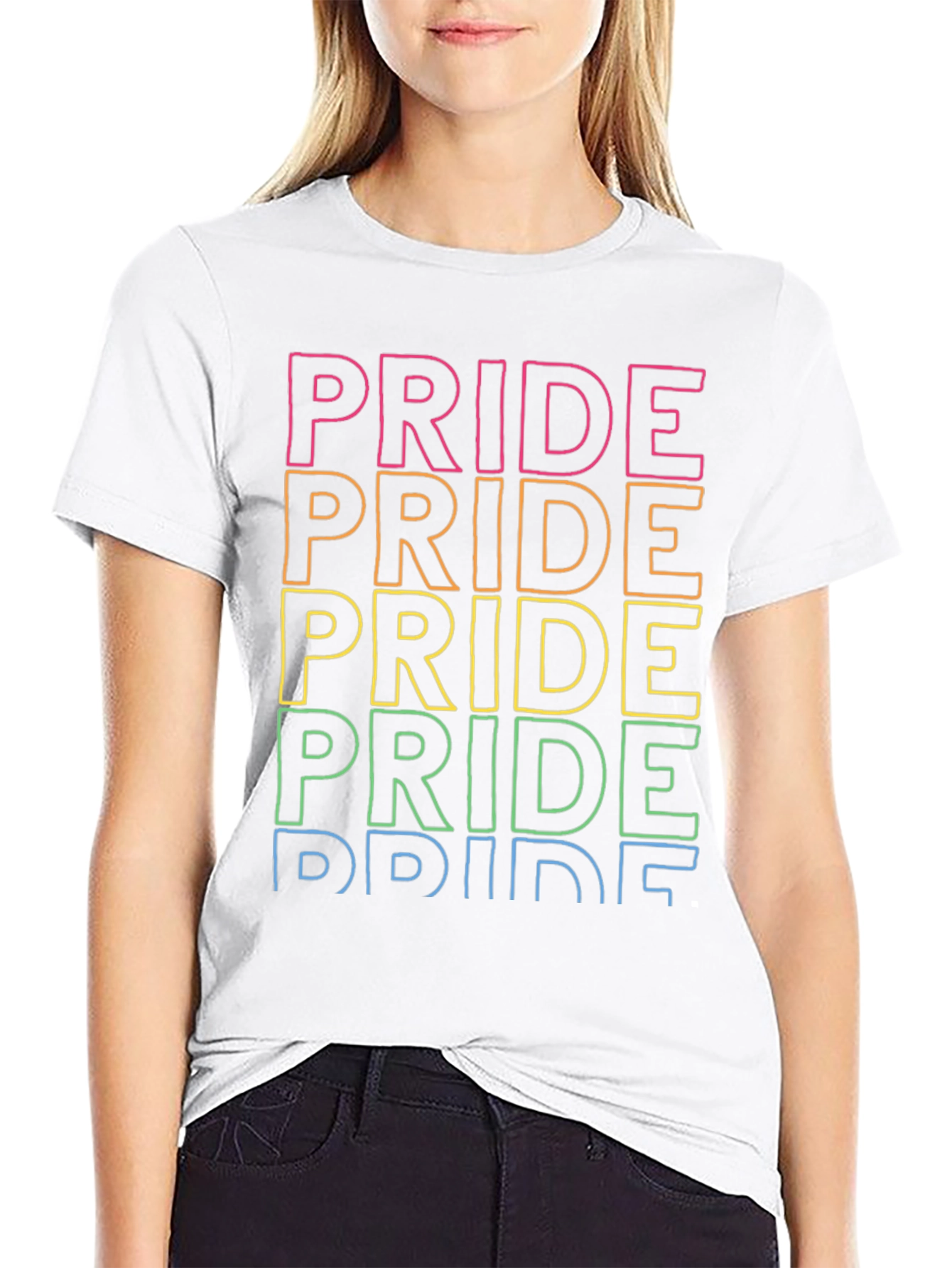 Pride Rainbow Text Graphic Tee - Black