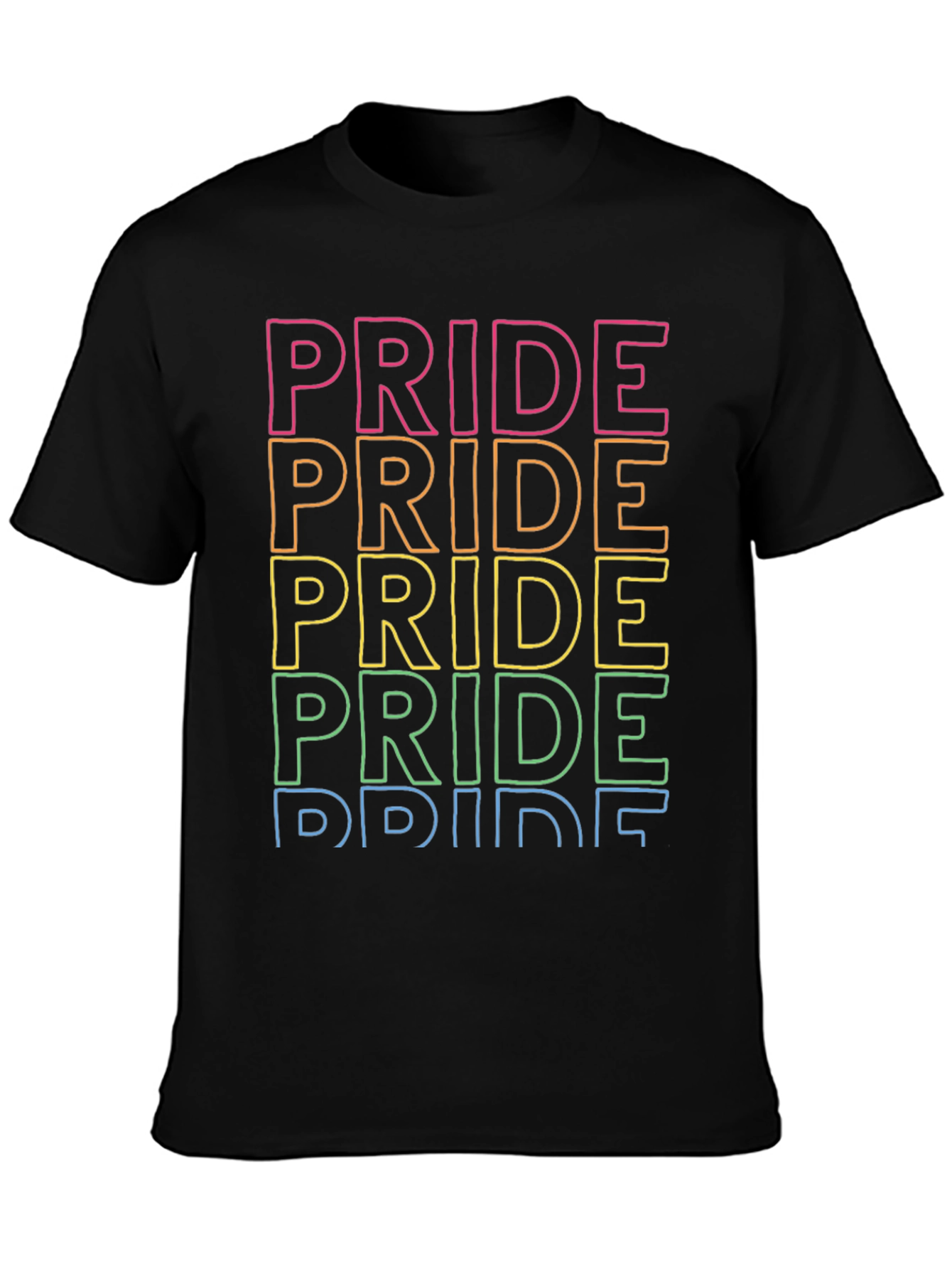 Pride Rainbow Text Graphic Tee - Black