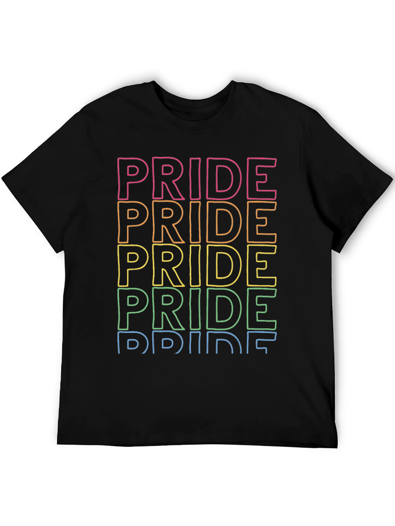 Pride Rainbow Text Graphic Tee - Black