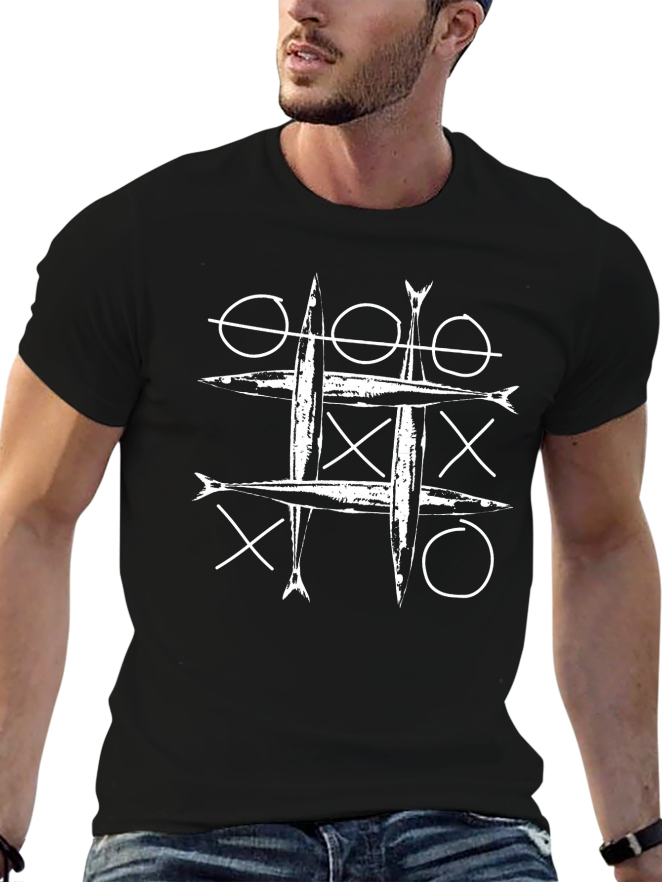 Cool Fish Tic-Tac-Toe Graphic T-Shirt