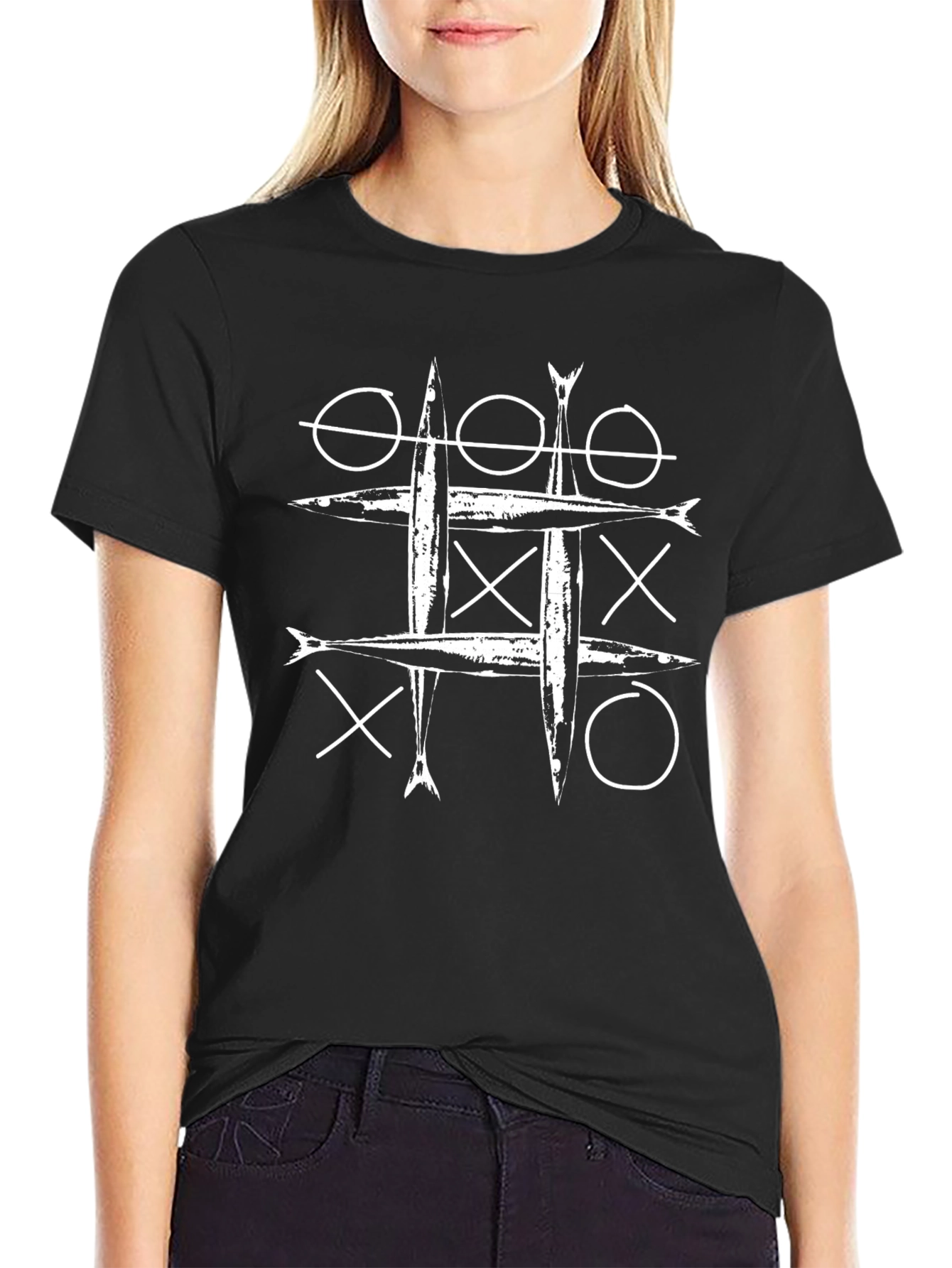 Cool Fish Tic-Tac-Toe Graphic T-Shirt