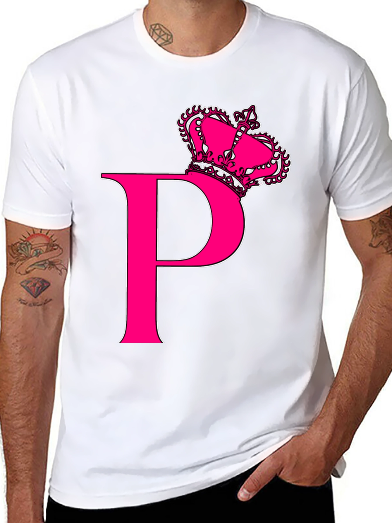 Pink Crown P Black T-Shirt