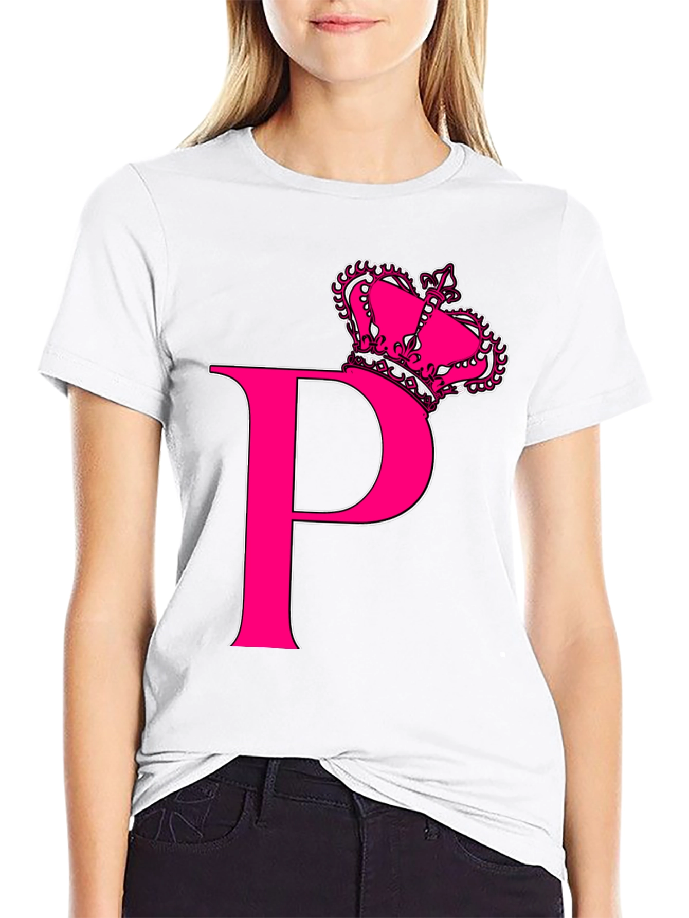 Pink Crown P Black T-Shirt