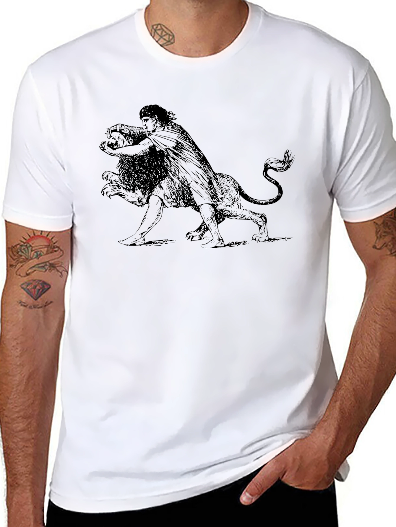 Man Versus Lion Graphic Tee