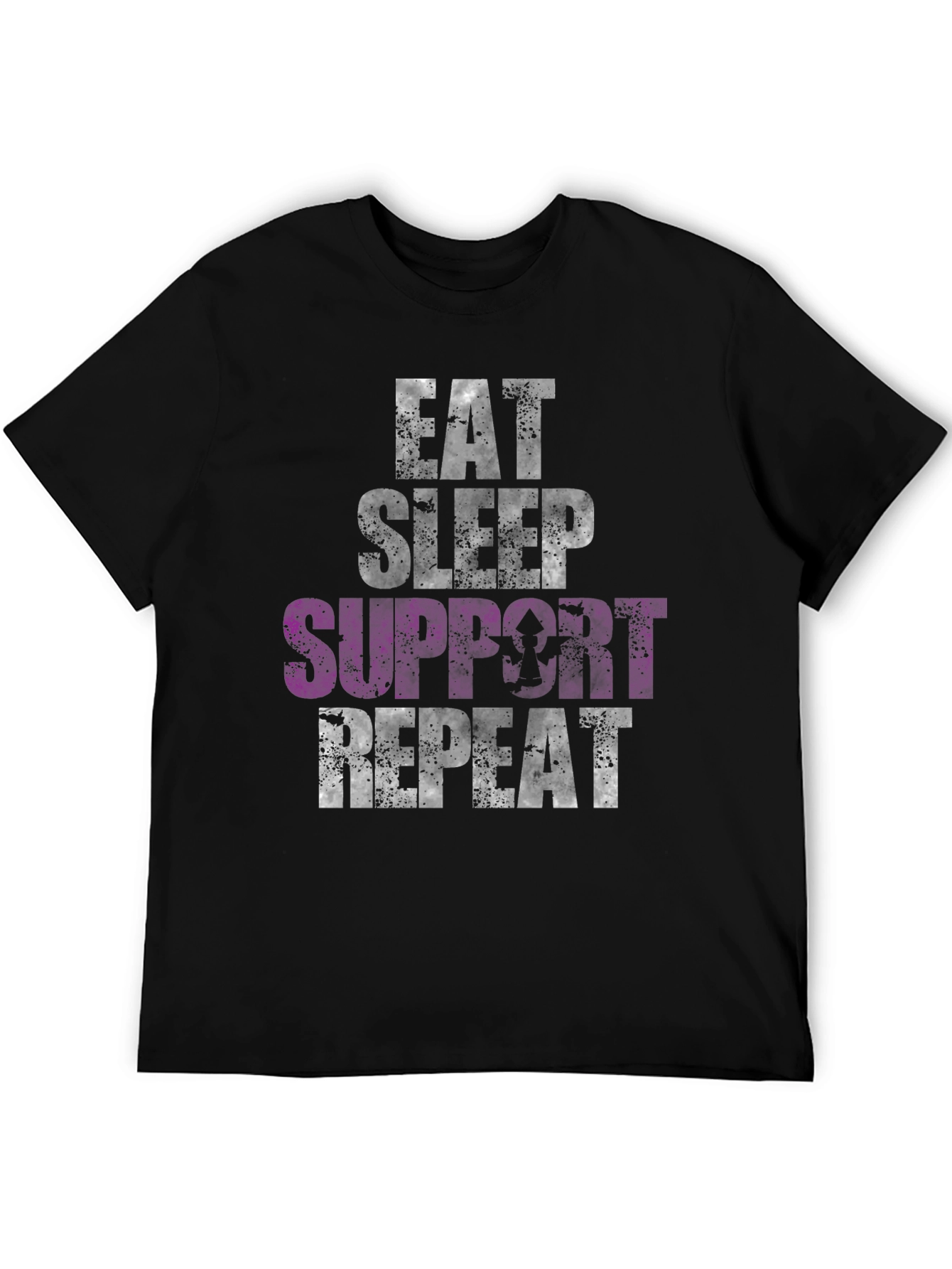 Eat Sleep Support Repeat Graphic Tee - Black