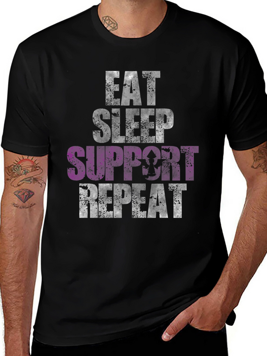 Eat Sleep Support Repeat Graphic Tee - Black