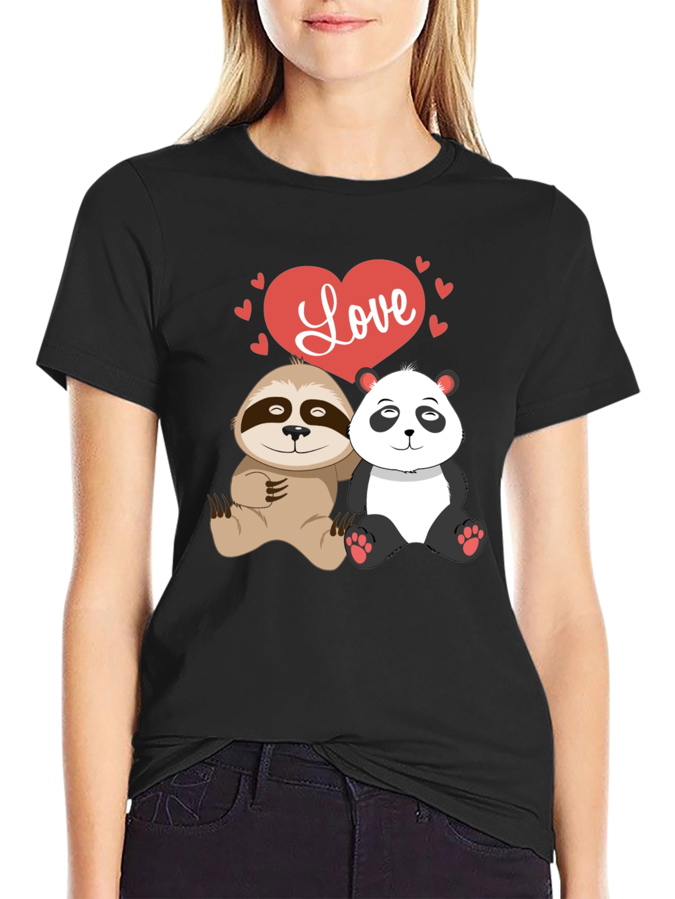 Love Sloth & Panda Graphic T-Shirt
