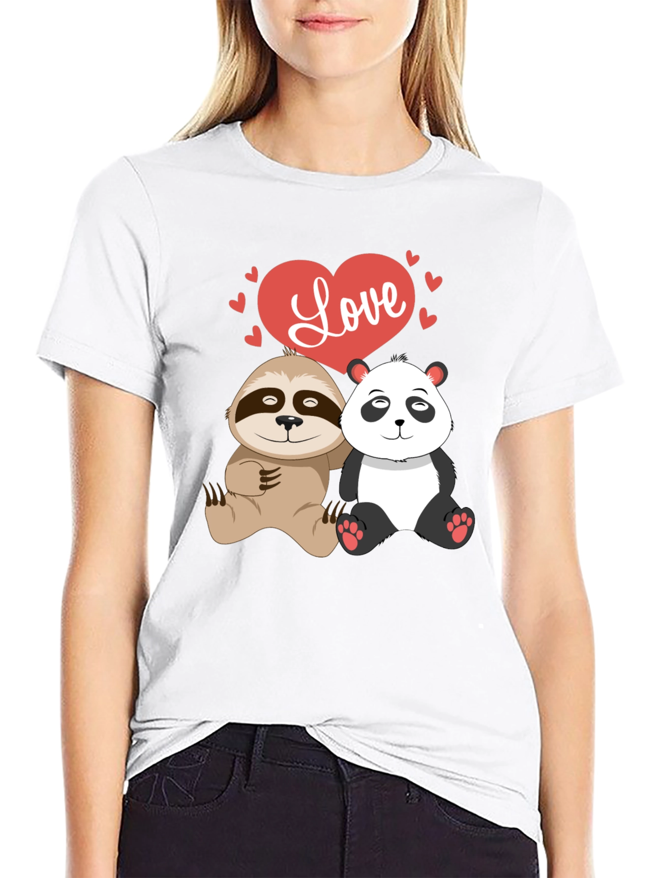 Love Sloth & Panda Graphic T-Shirt