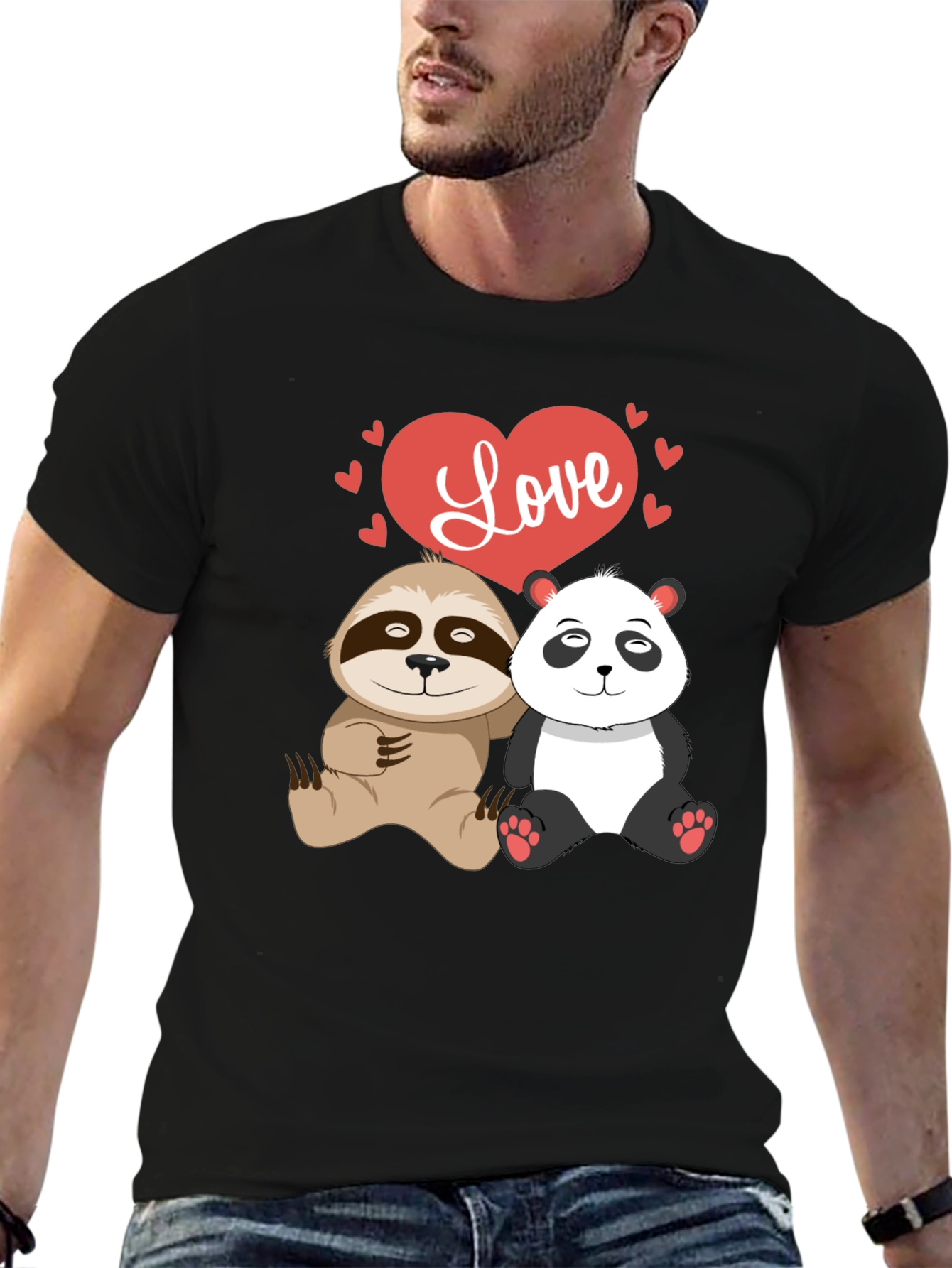 Love Sloth & Panda Graphic T-Shirt