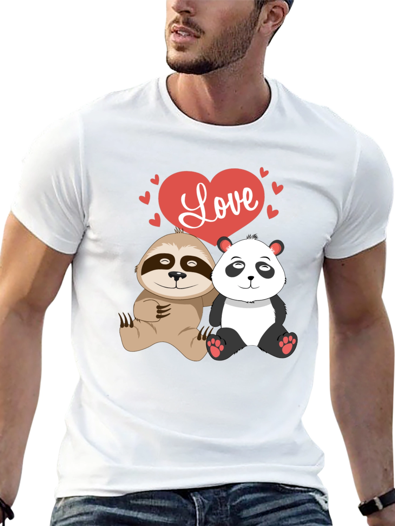 Love Sloth & Panda Graphic T-Shirt