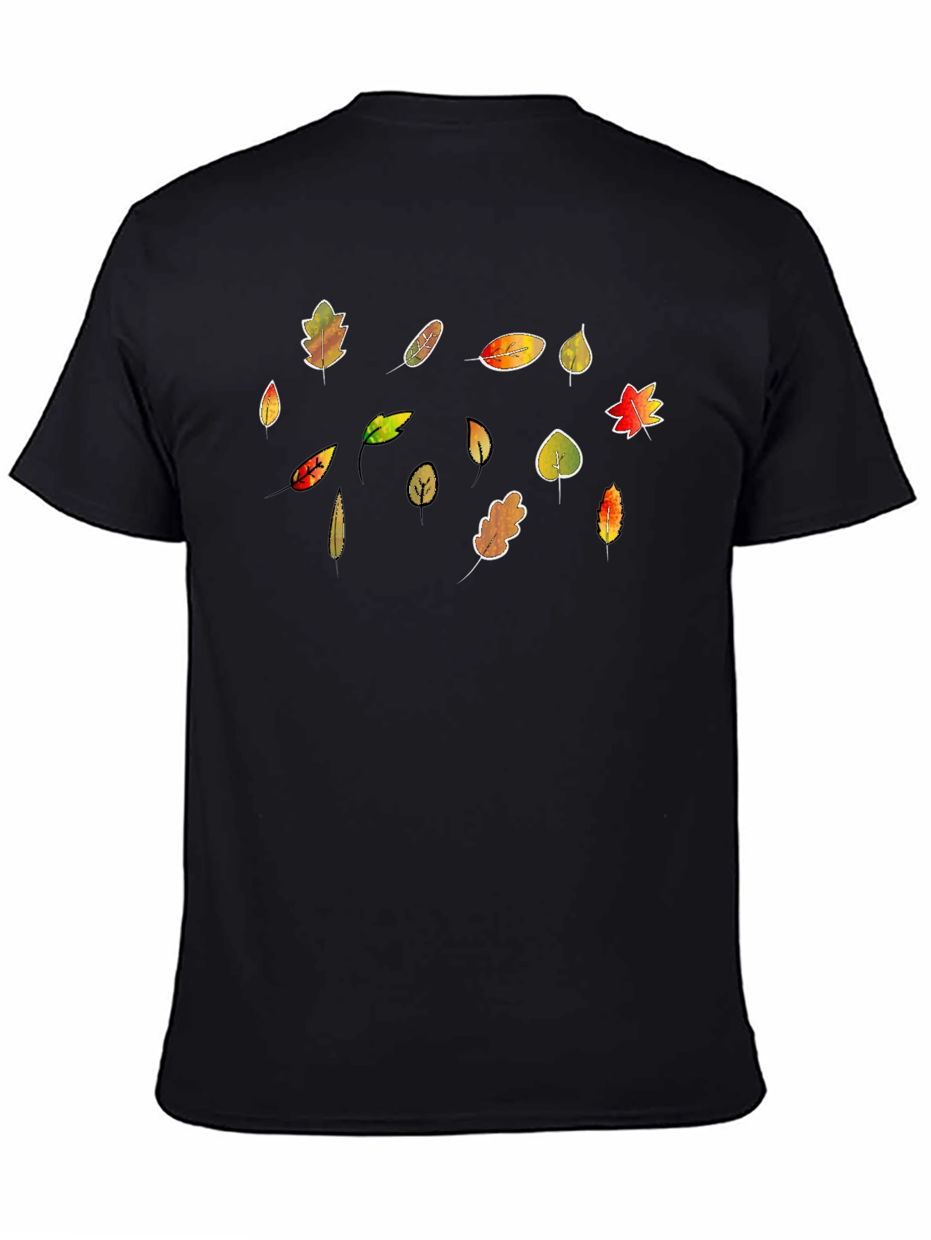 Autumn Leaves T-Shirt - Black Cotton Tee