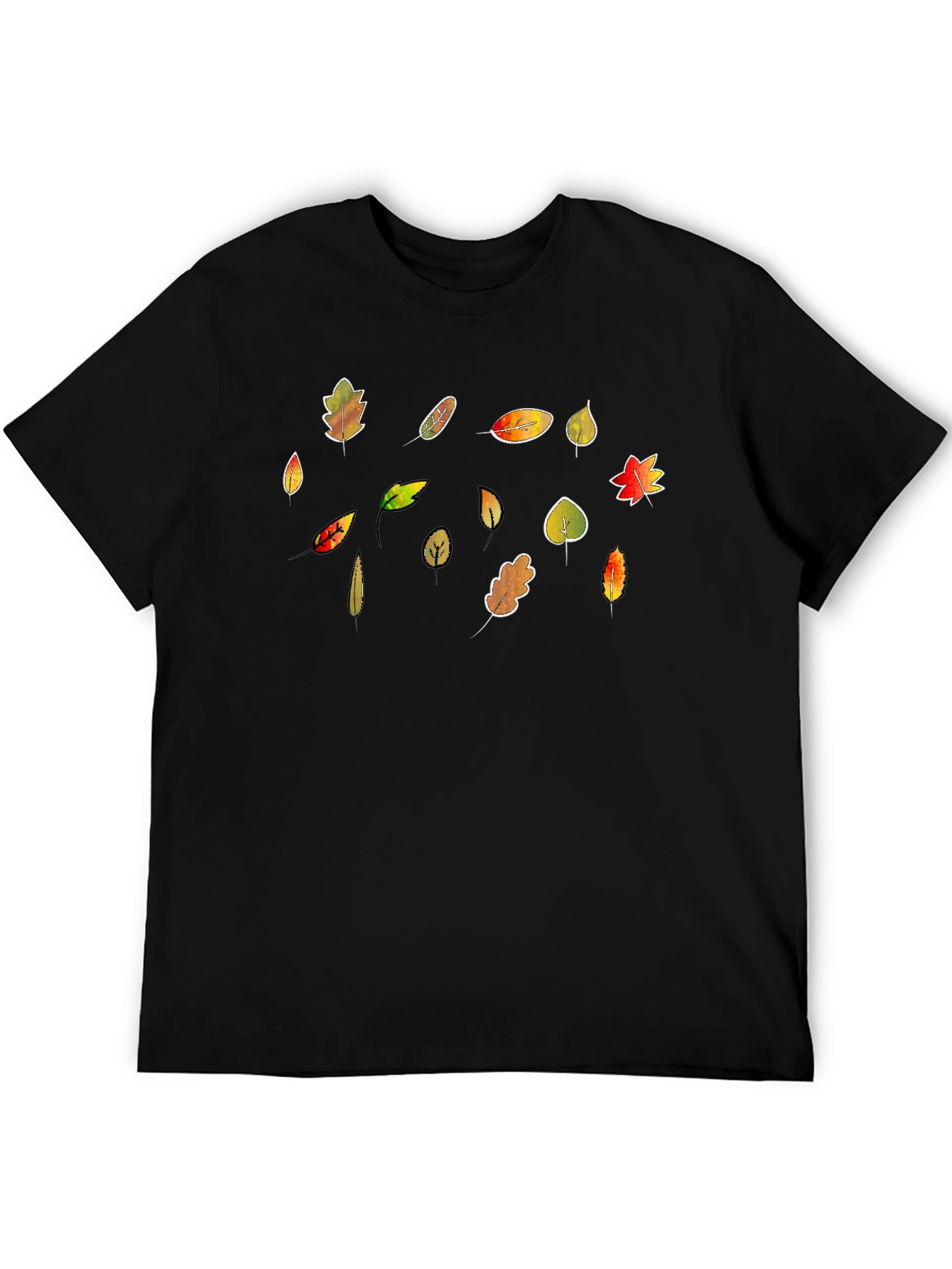 Autumn Leaves T-Shirt - Black Cotton Tee