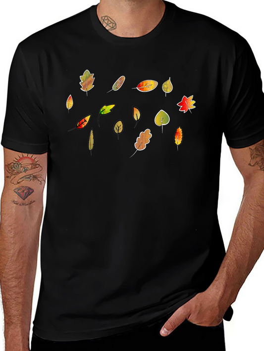 Autumn Leaves T-Shirt - Black Cotton Tee