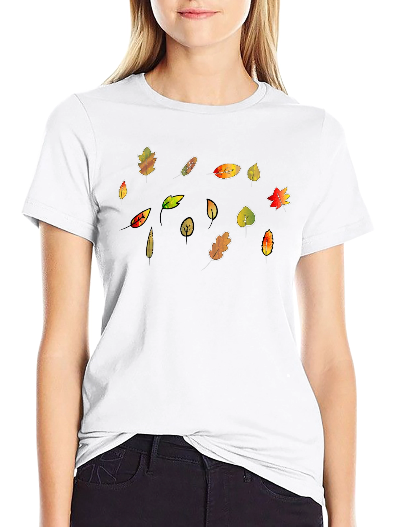 Autumn Leaves T-Shirt - Black Cotton Tee