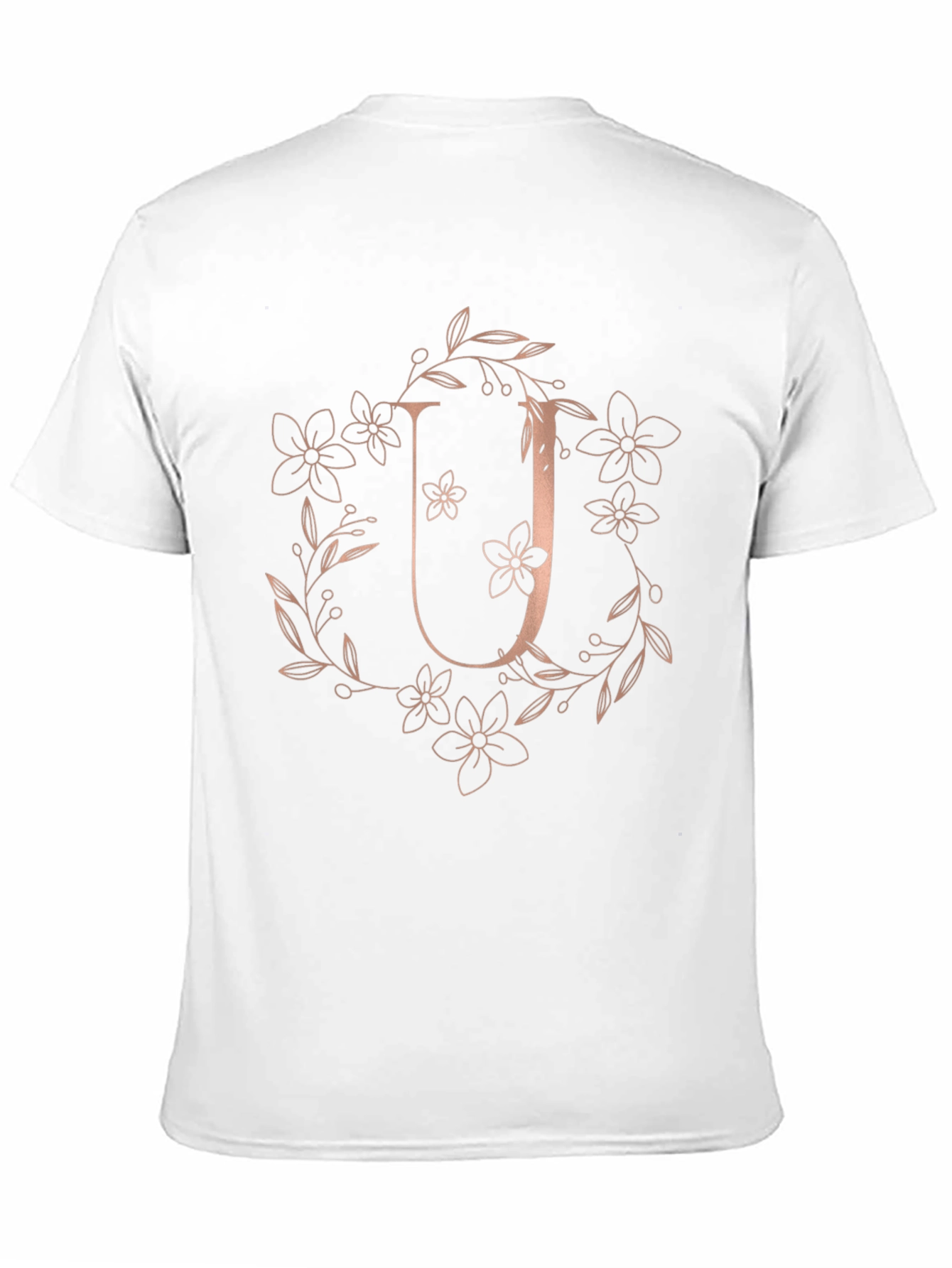 Floral Letter U Graphic Tee - Black