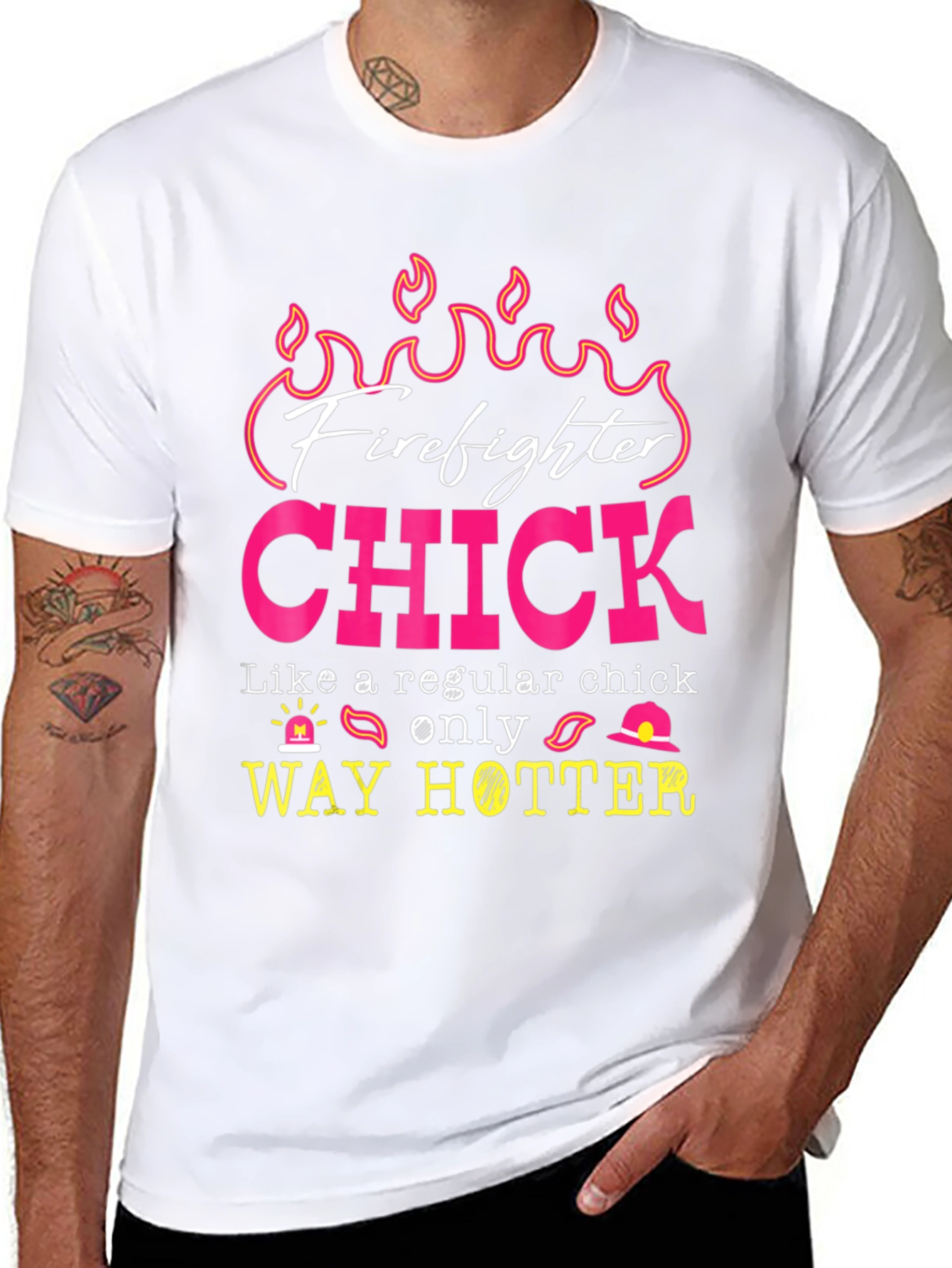 Firefighter Chick Graphic Tee - Hot Firefighter Design