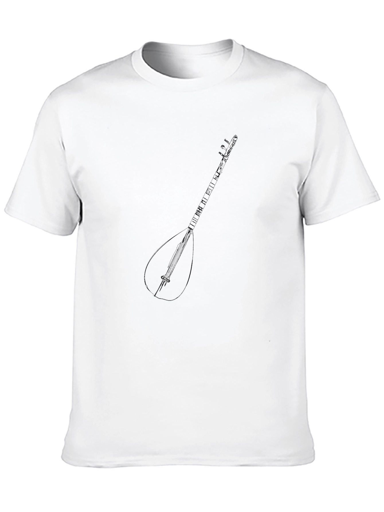 Black T-Shirt with Saz Instrument Design
