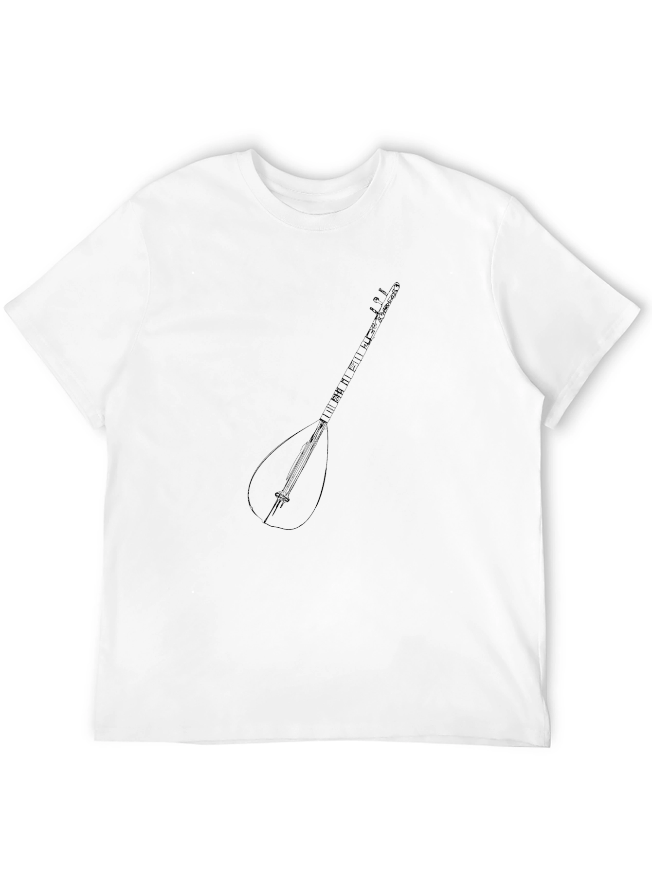 Black T-Shirt with Saz Instrument Design