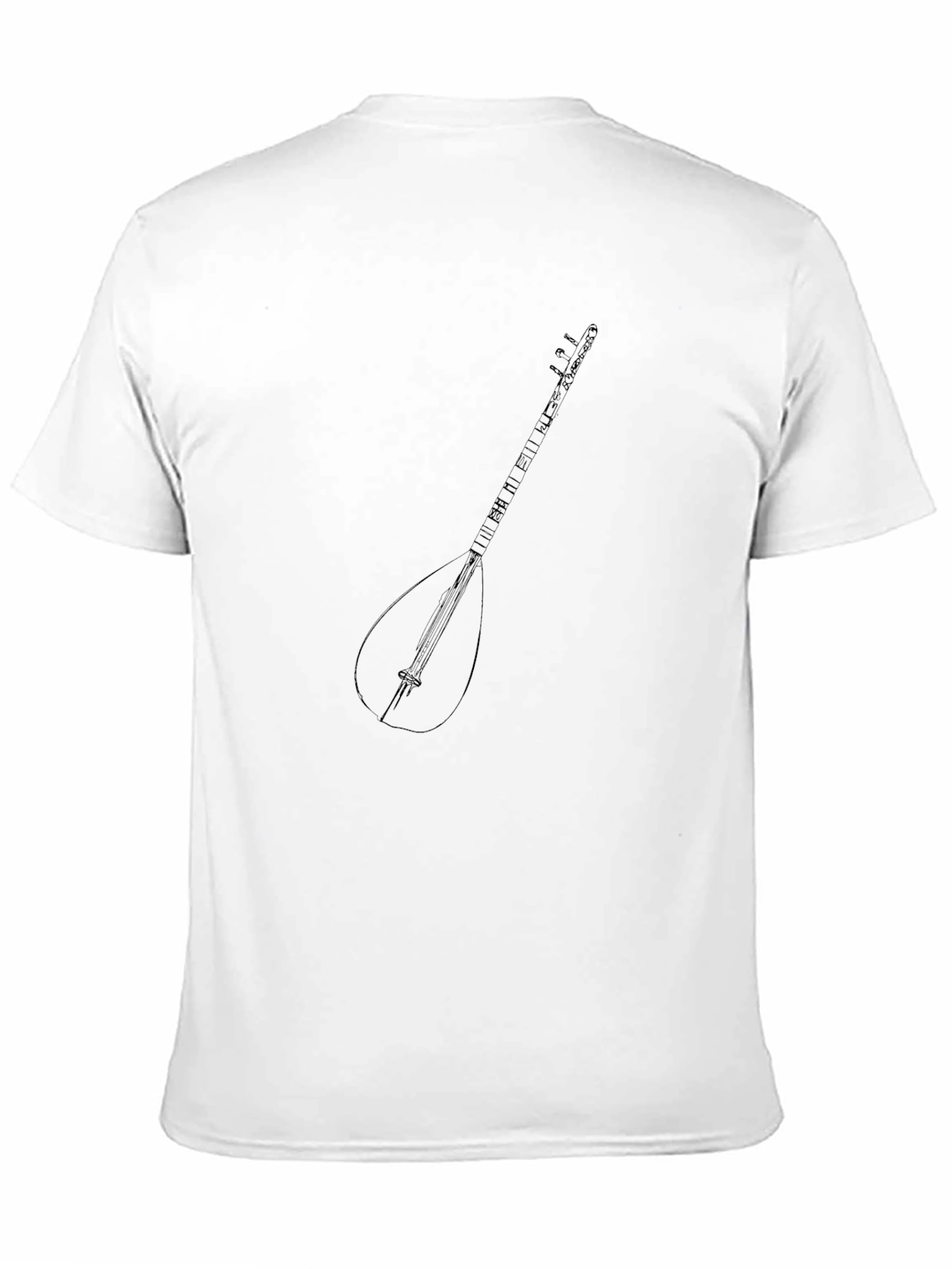 Black T-Shirt with Saz Instrument Design