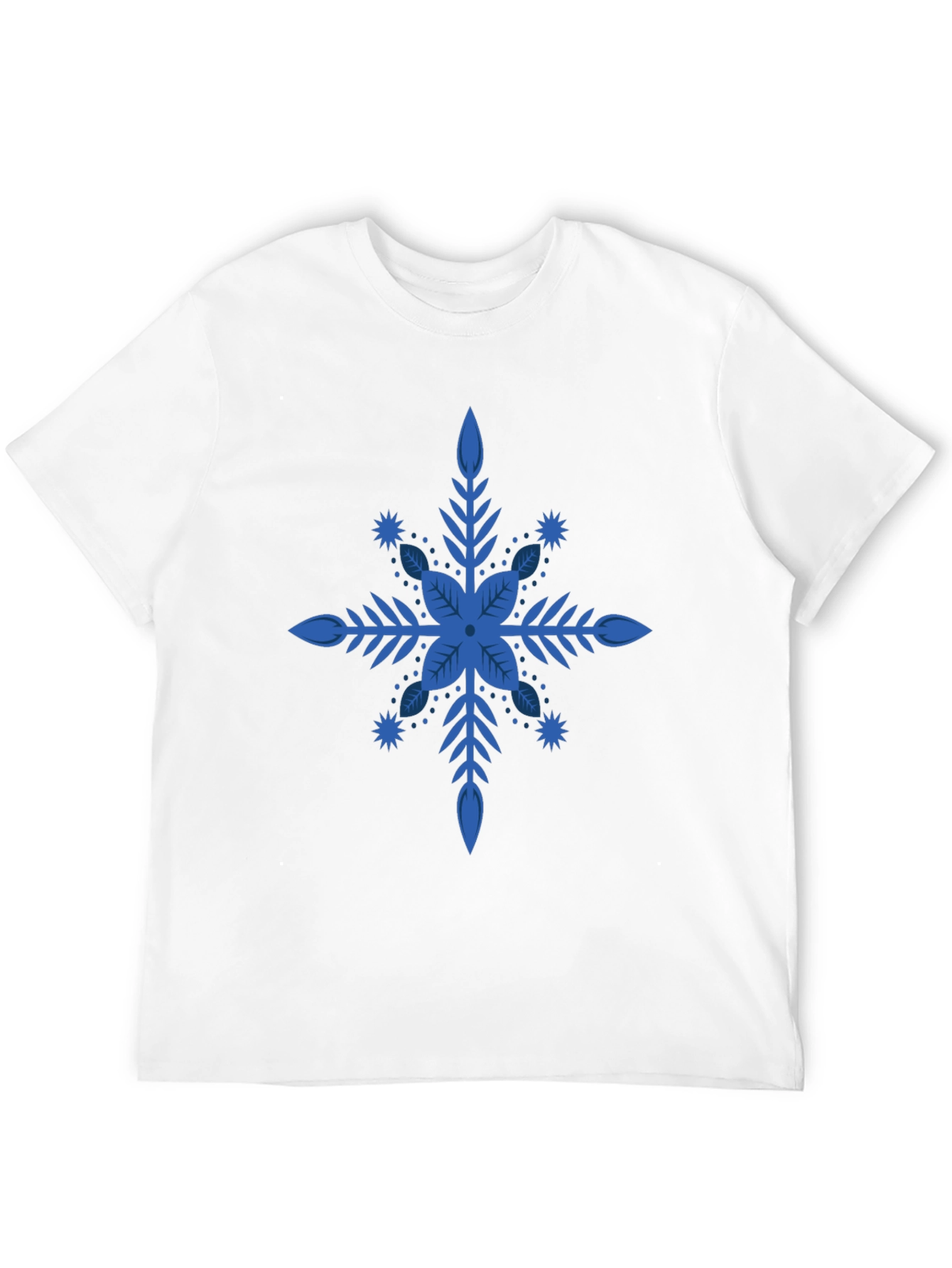 Blue Snowflake Graphic Black T-Shirt