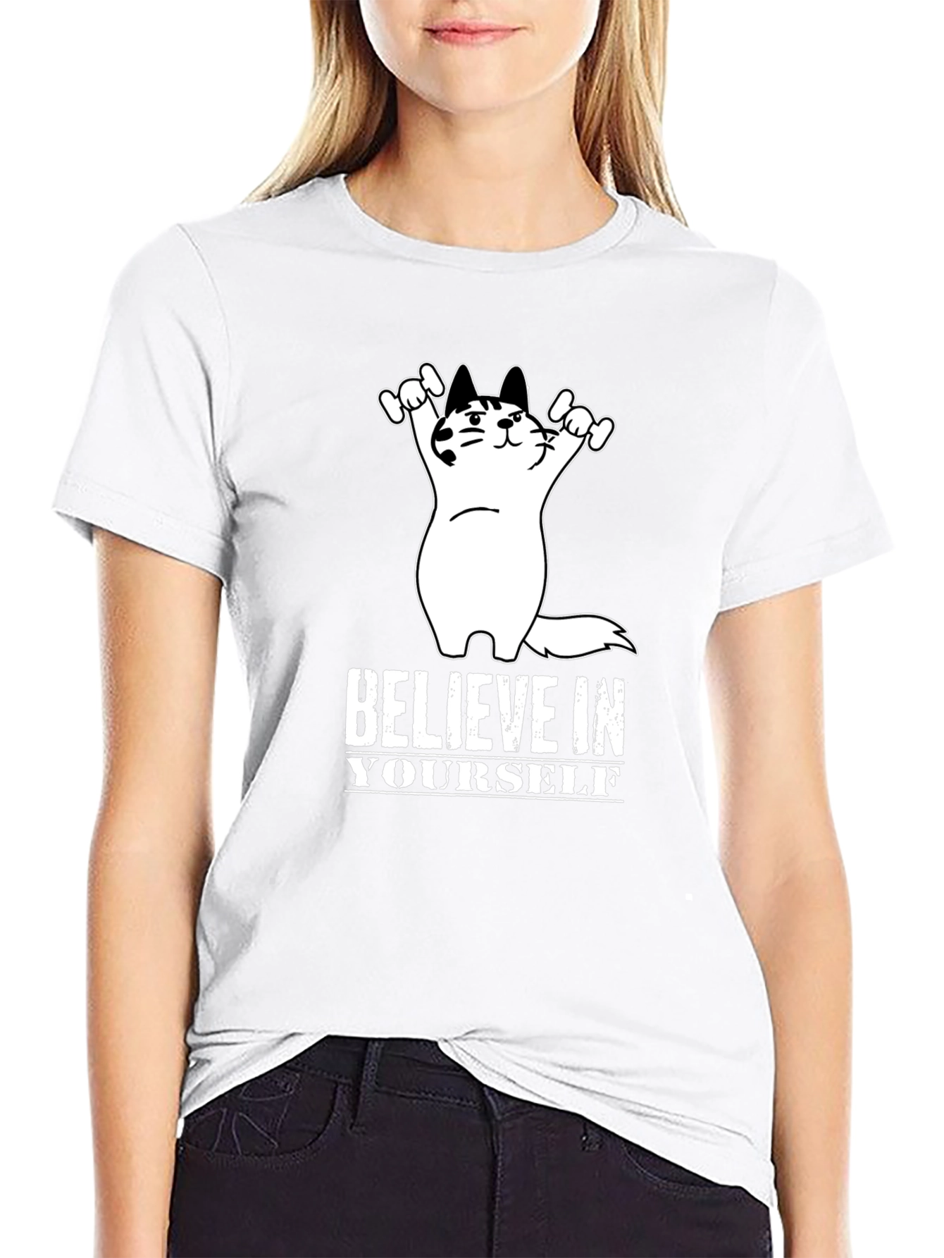 Believe In Yourself Cat T-Shirt - Motivational Tee