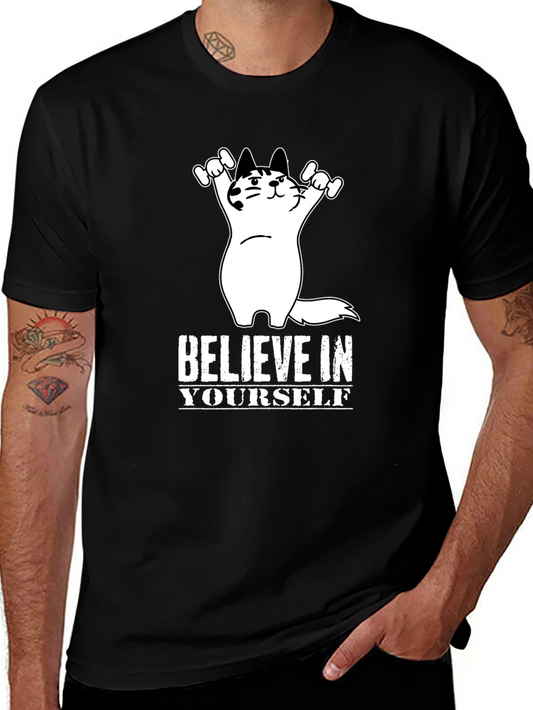Believe In Yourself Cat T-Shirt - Motivational Tee
