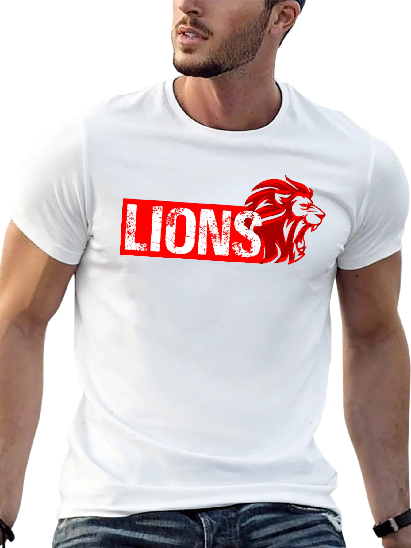 Lions Graphic Print Black T-Shirt