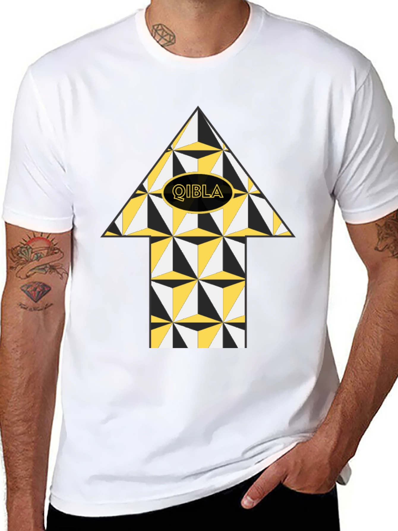 Qibla Direction Arrow T-Shirt - Stylish Islamic Design