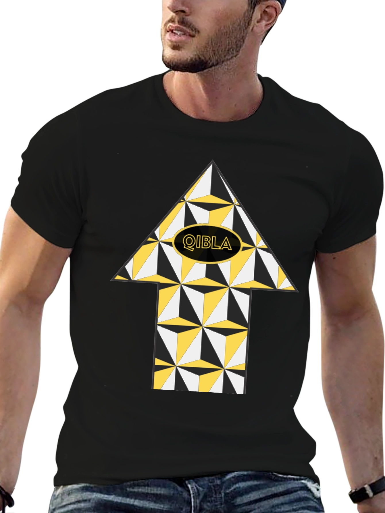 Qibla Direction Arrow T-Shirt - Stylish Islamic Design