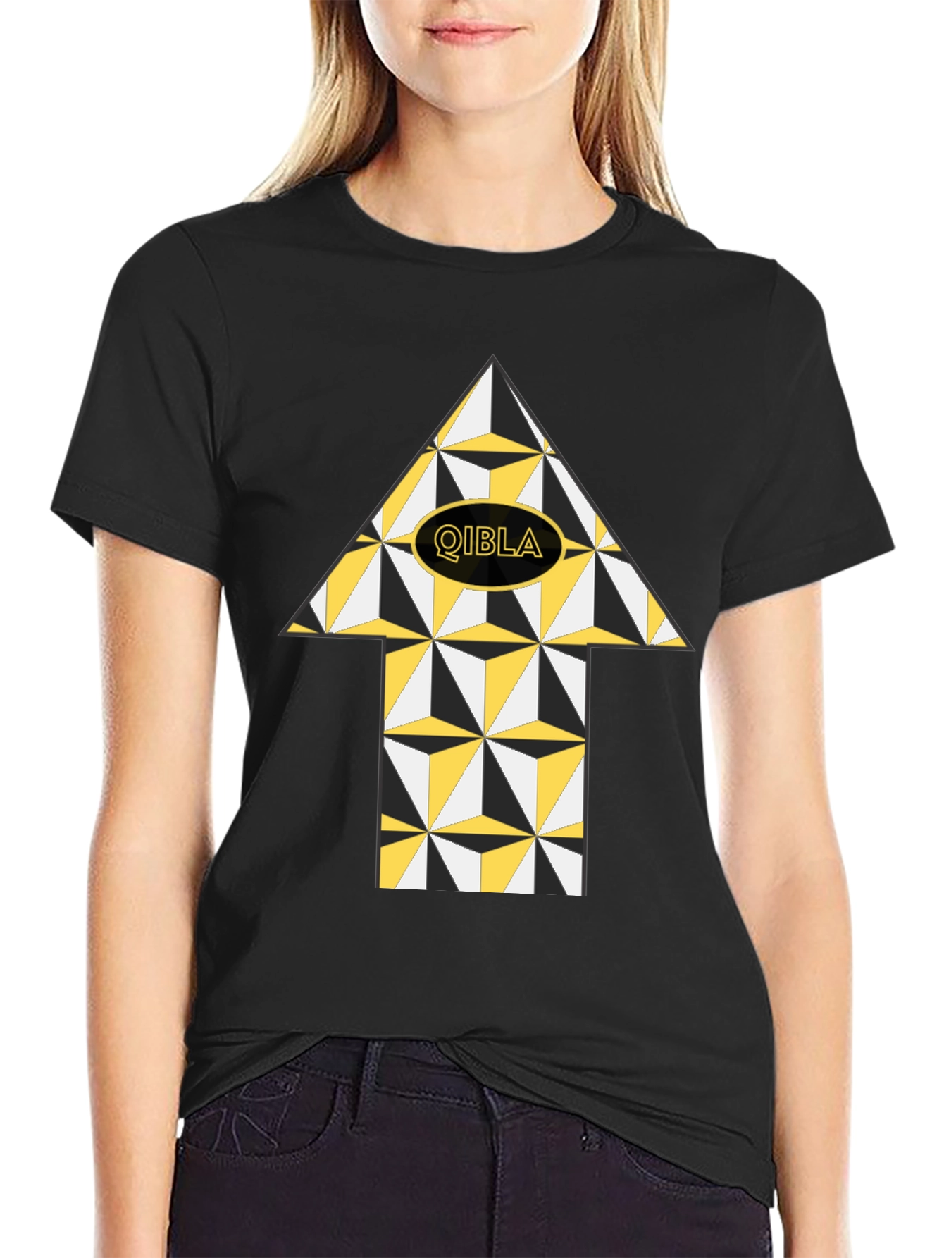 Qibla Direction Arrow T-Shirt - Stylish Islamic Design