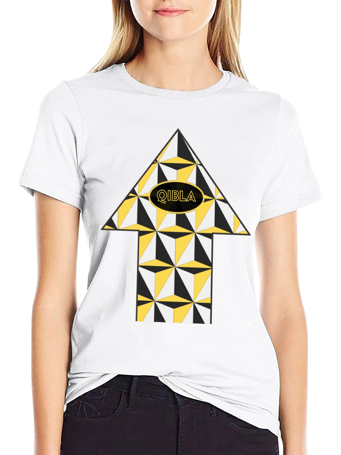 Qibla Direction Arrow T-Shirt - Stylish Islamic Design